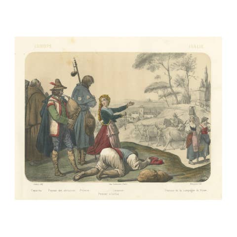 Italian Regional Costumes – Peasants of Rome and Abruzzo, Femme d’Ischia, c.1845