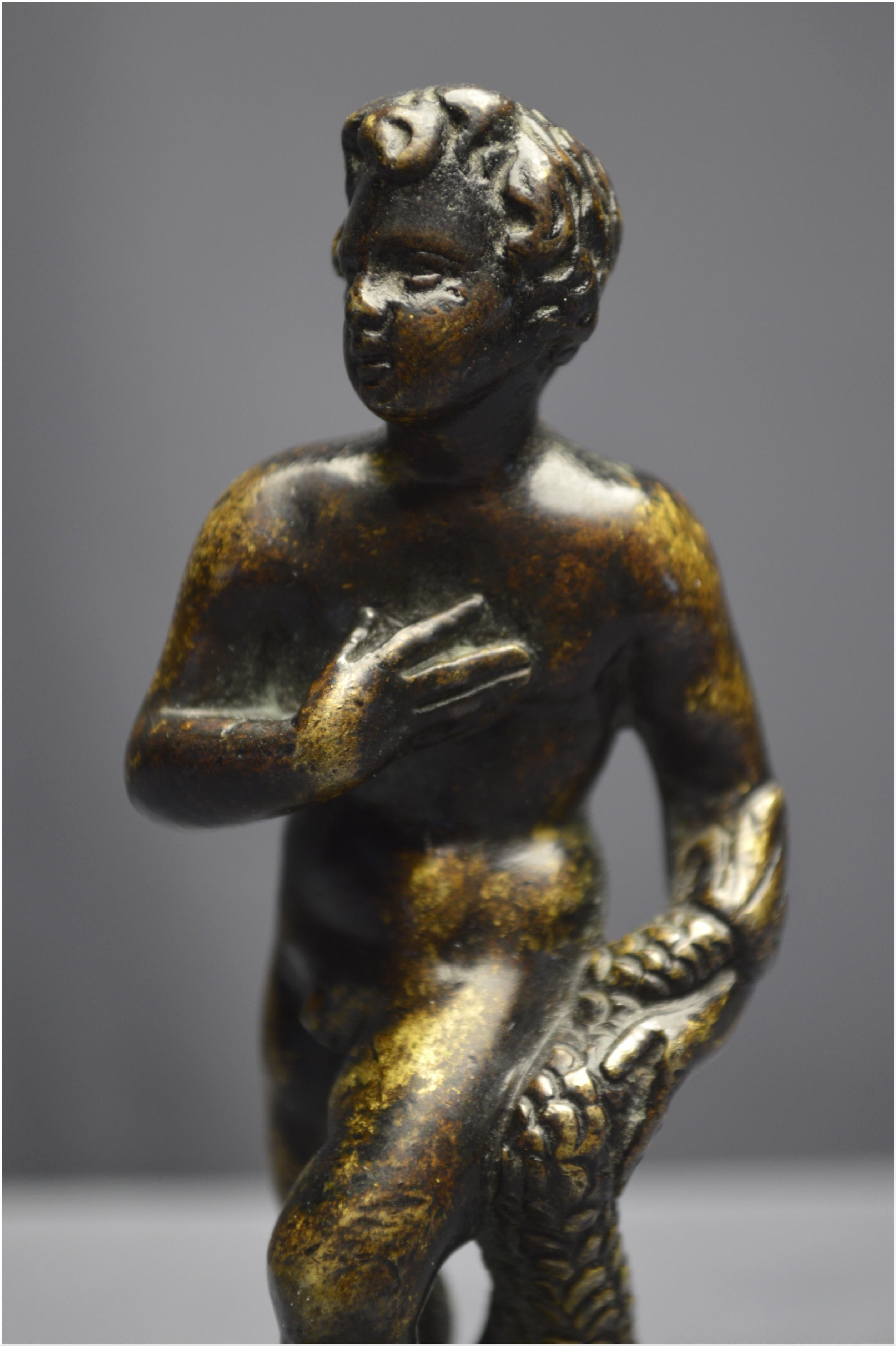 Italian Renaissance, 16th Century, Bronze Statuette, Young Man with a Dolphin For Sale 5