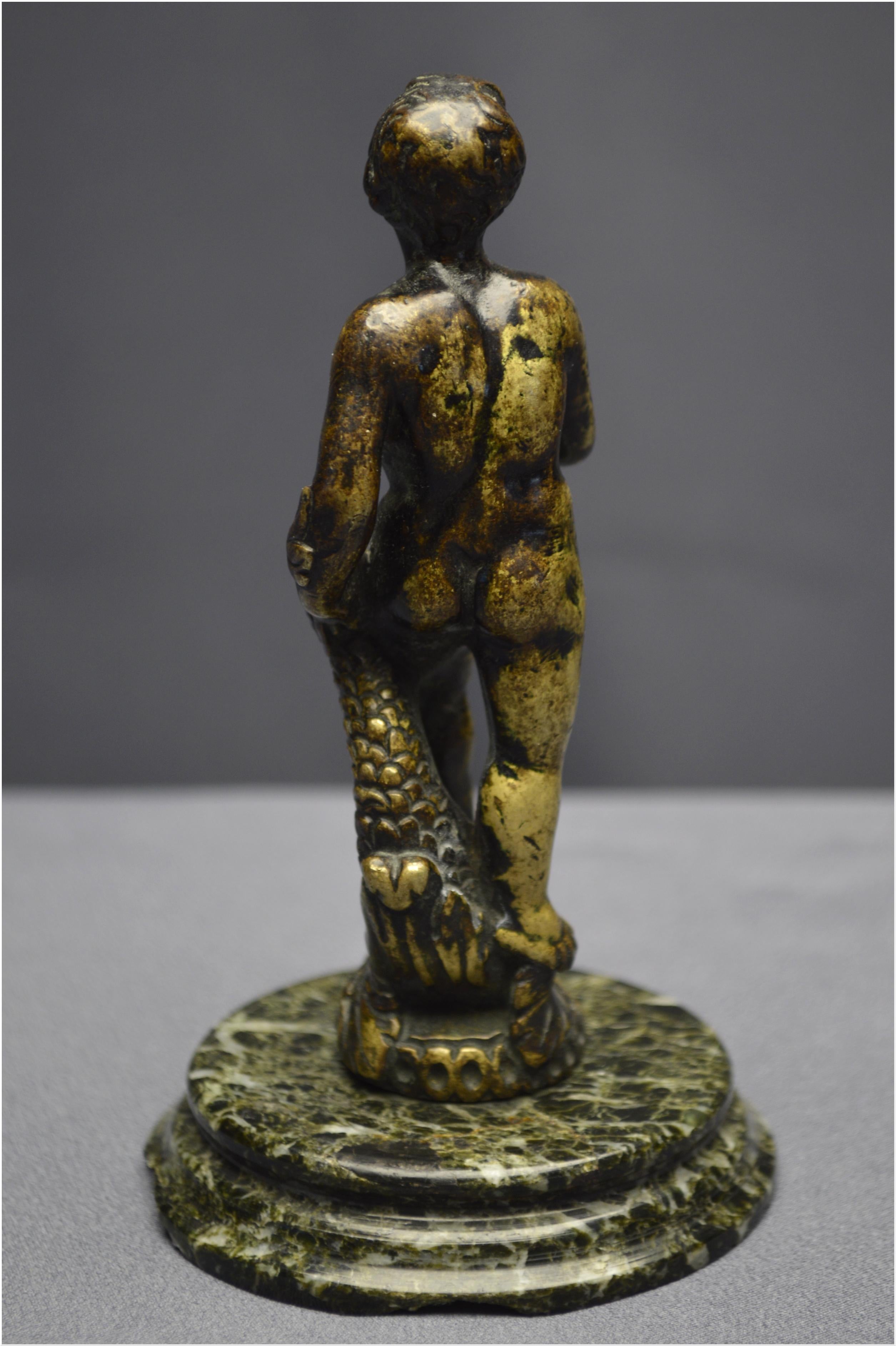 Italian Renaissance, 16th Century, Bronze Statuette, Young Man with a Dolphin For Sale 2