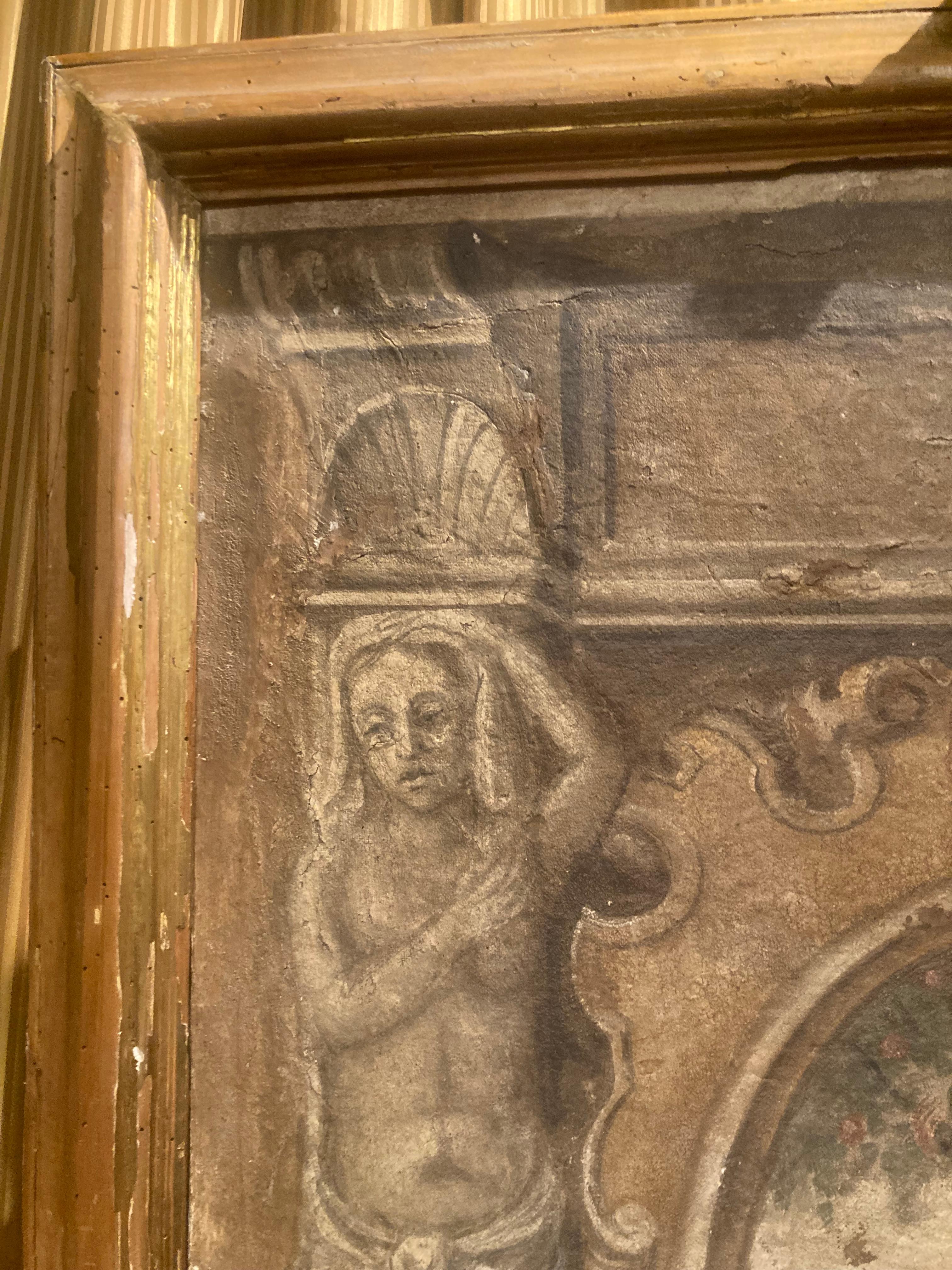 Tempera Fresco sur toile de la Renaissance italienne du 16ème siècle, Adam et Ève en vente 6