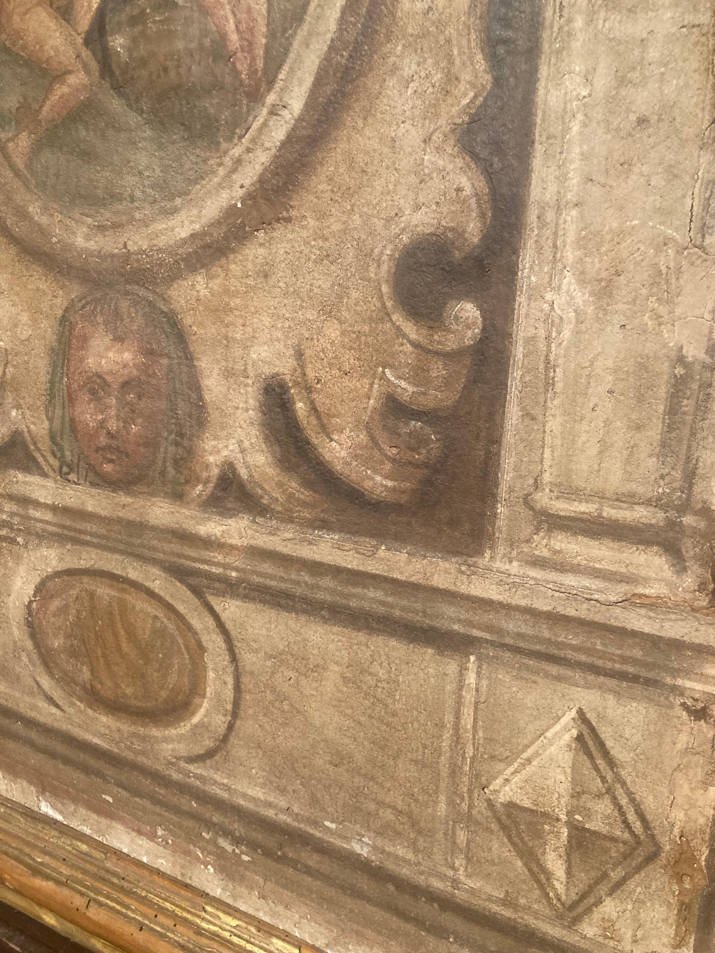 Tempera Fresco sur toile de la Renaissance italienne du 16ème siècle, Adam et Ève en vente 8