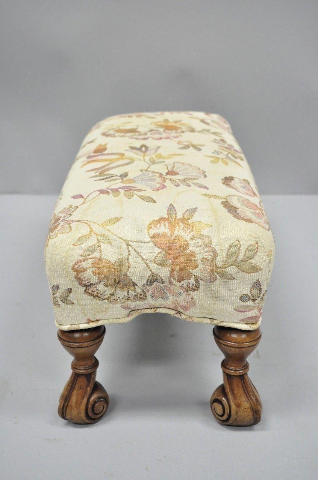 Italian Renaissance Baroque Style Small Petite Walnut Ottoman Footstool Stool 7