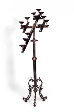 Lustre en forme de crucifix en laiton de style Renaissance italienne, fabriqué à la main, CIRCA 1890