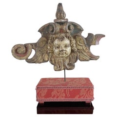 Italian Renaissance Carved Wooden Angel Head