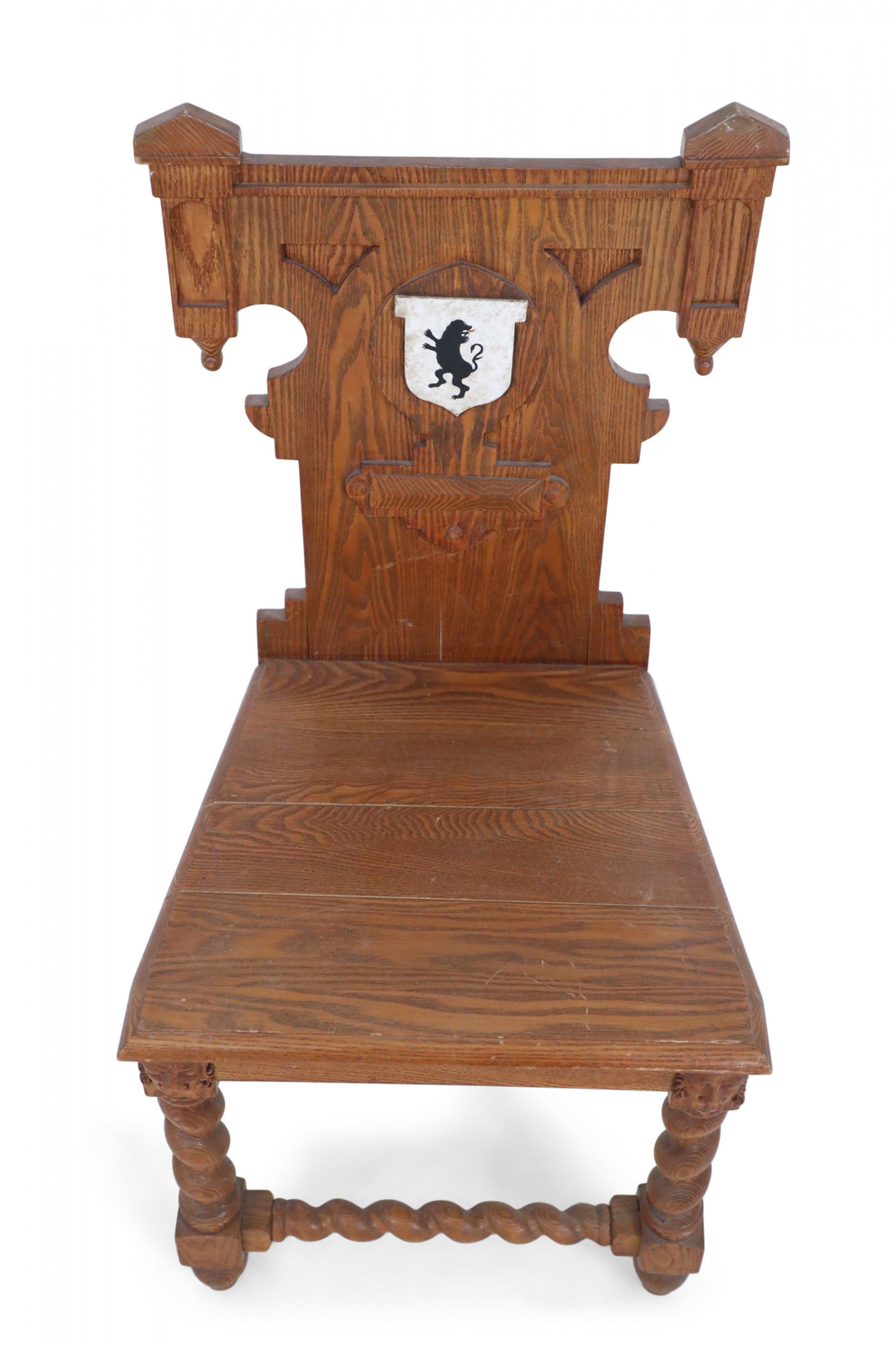 Italian Renaissance Carved Wooden Turn-Legged Side Chair For Sale 11