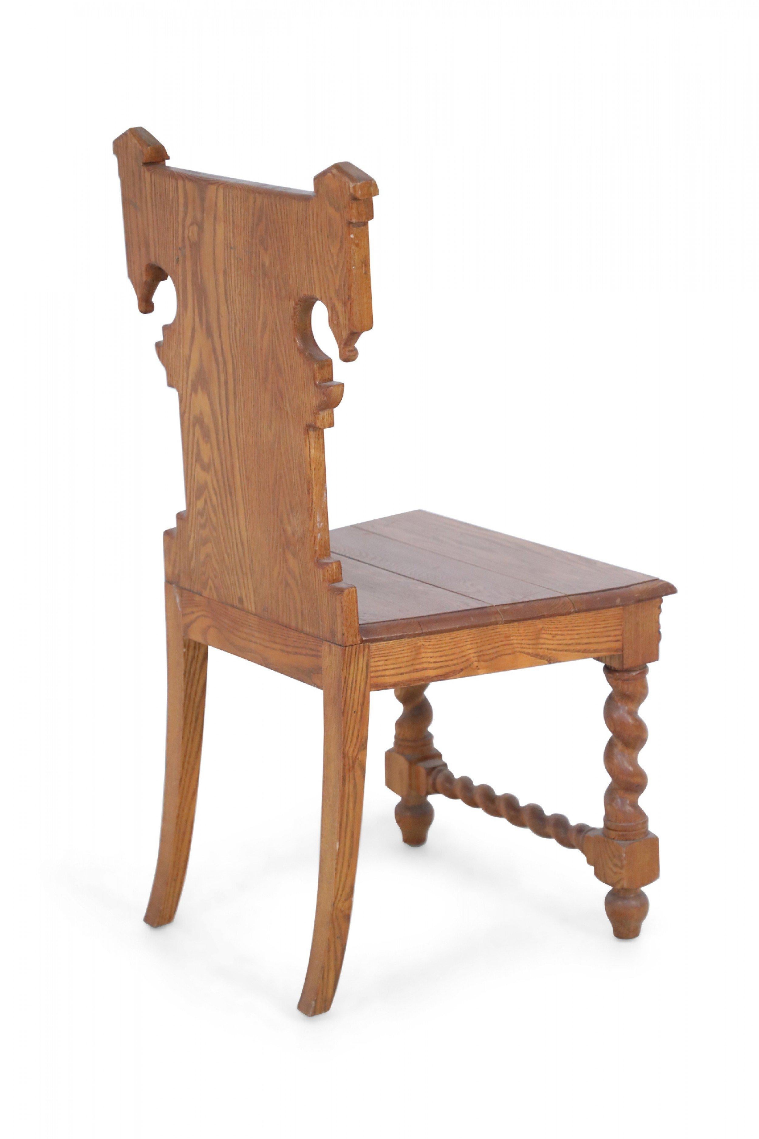 20th Century Italian Renaissance Carved Wooden Turn-Legged Side Chair For Sale