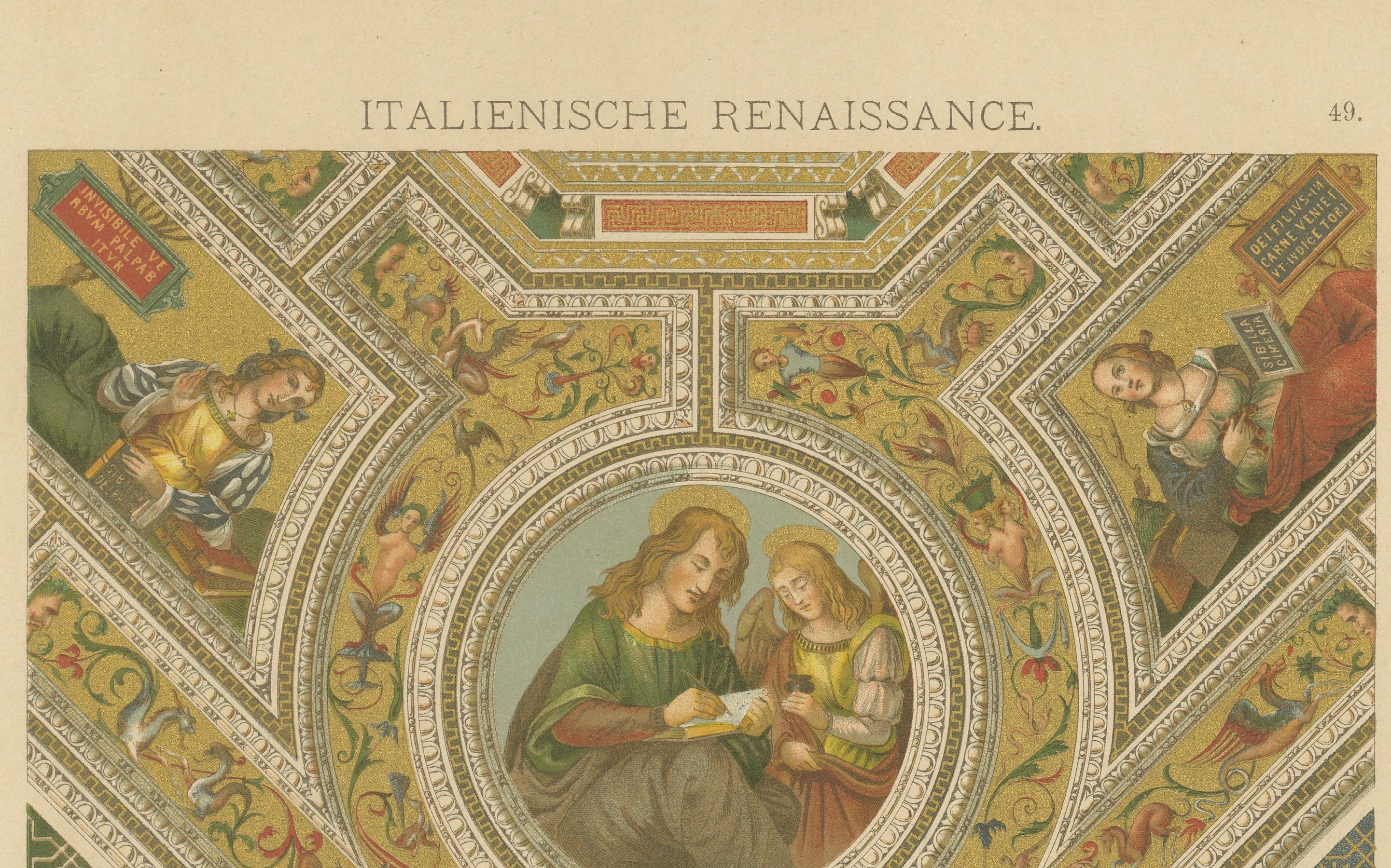 Fine XIX secolo Dipinti per soffitto del Rinascimento italiano da Ornamentenschatz, 1887 in vendita