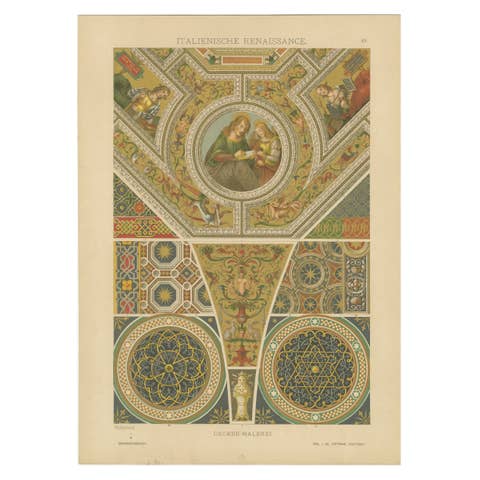 Italian Renaissance Ceiling Paintings from Ornamentenschatz, 1887