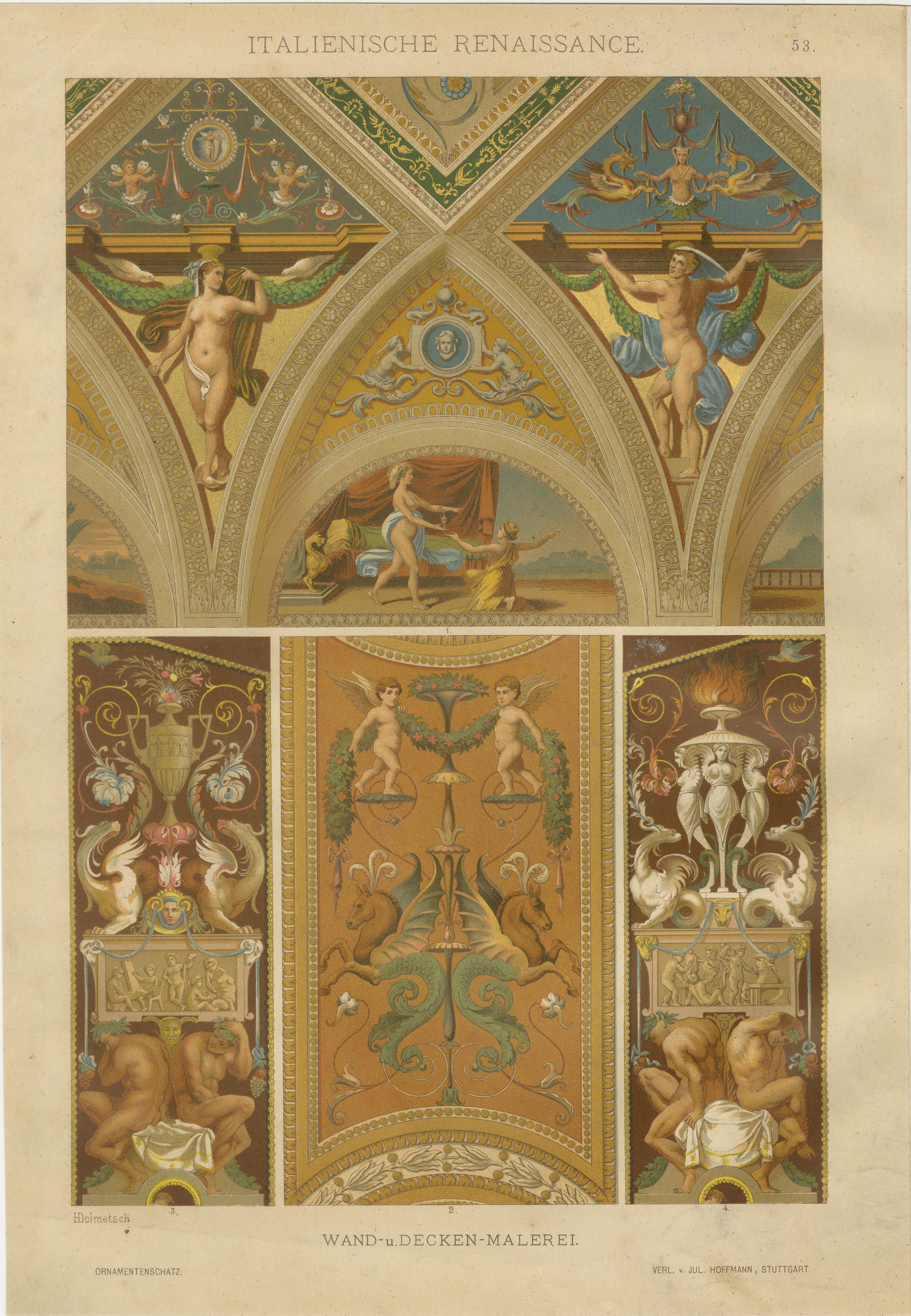 Italienische Kunstdrucke der Renaissance - Architektur- und Textildesigns (Spätes 19. Jahrhundert) im Angebot