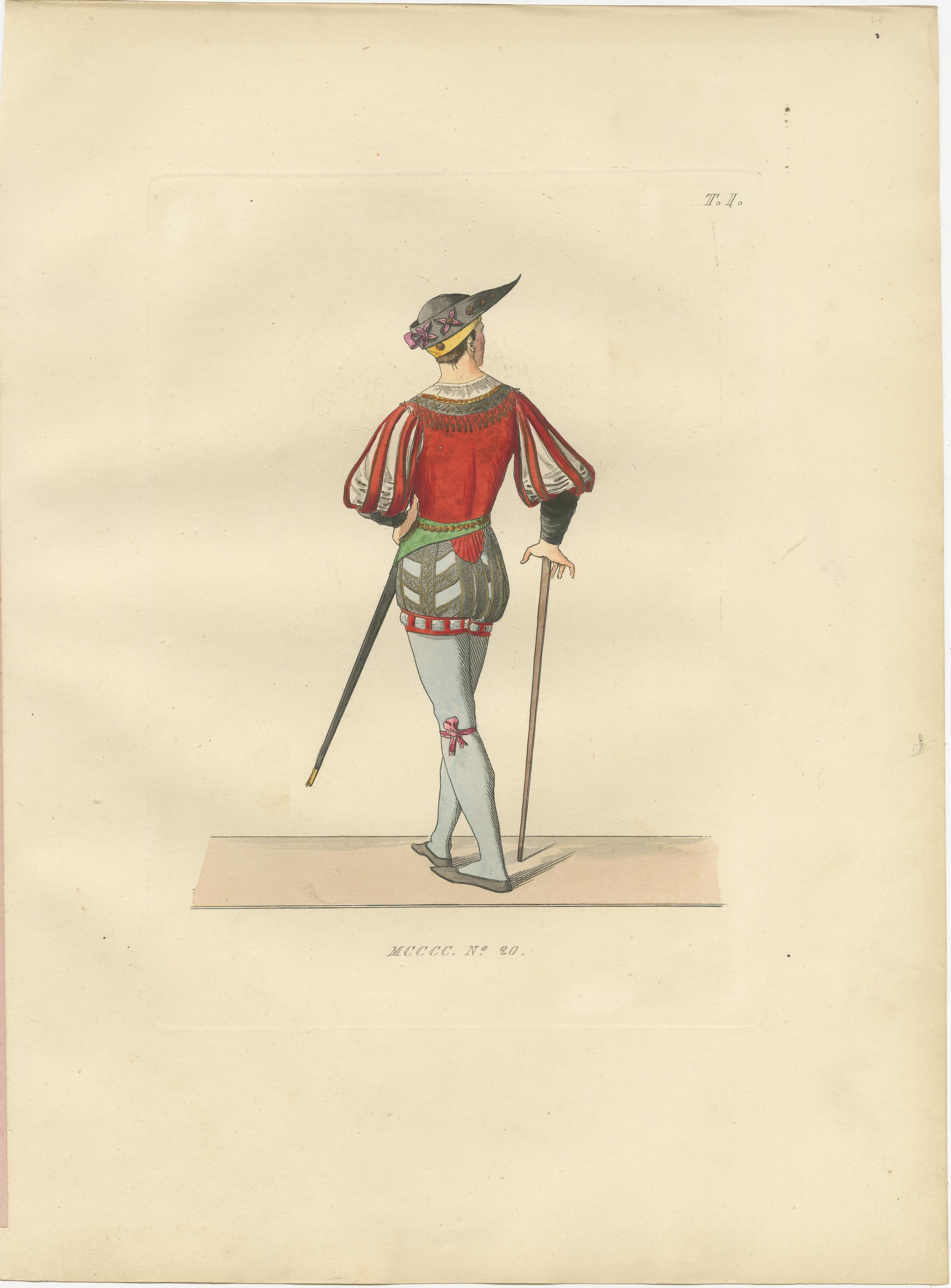 Italian Renaissance Dress: Noblewoman, Page, and Soldier in Fine Detail, 1845 For Sale 2