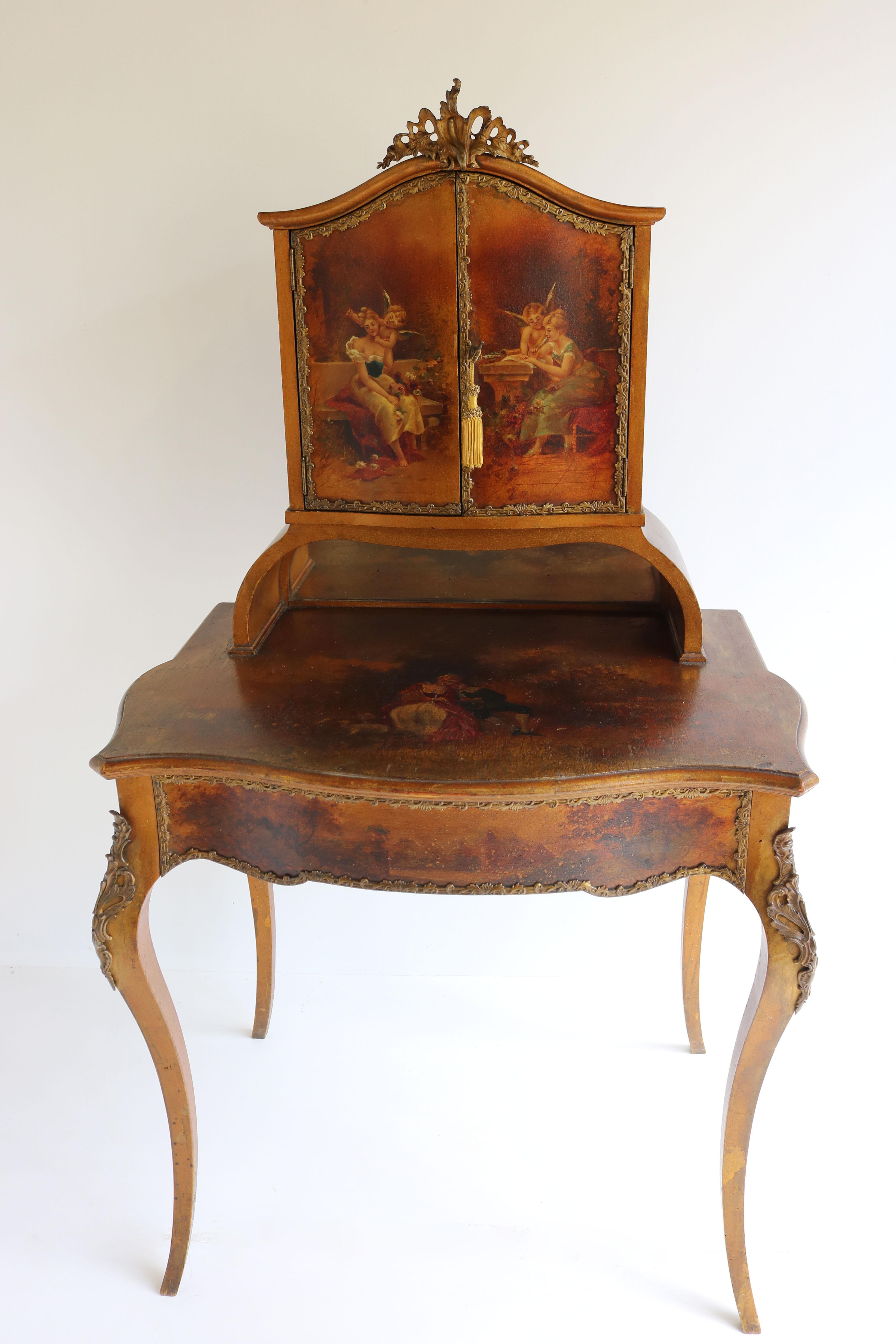 Italian Renaissance Dressing Table 19th Century Hand Painted by Müller Morten For Sale 6