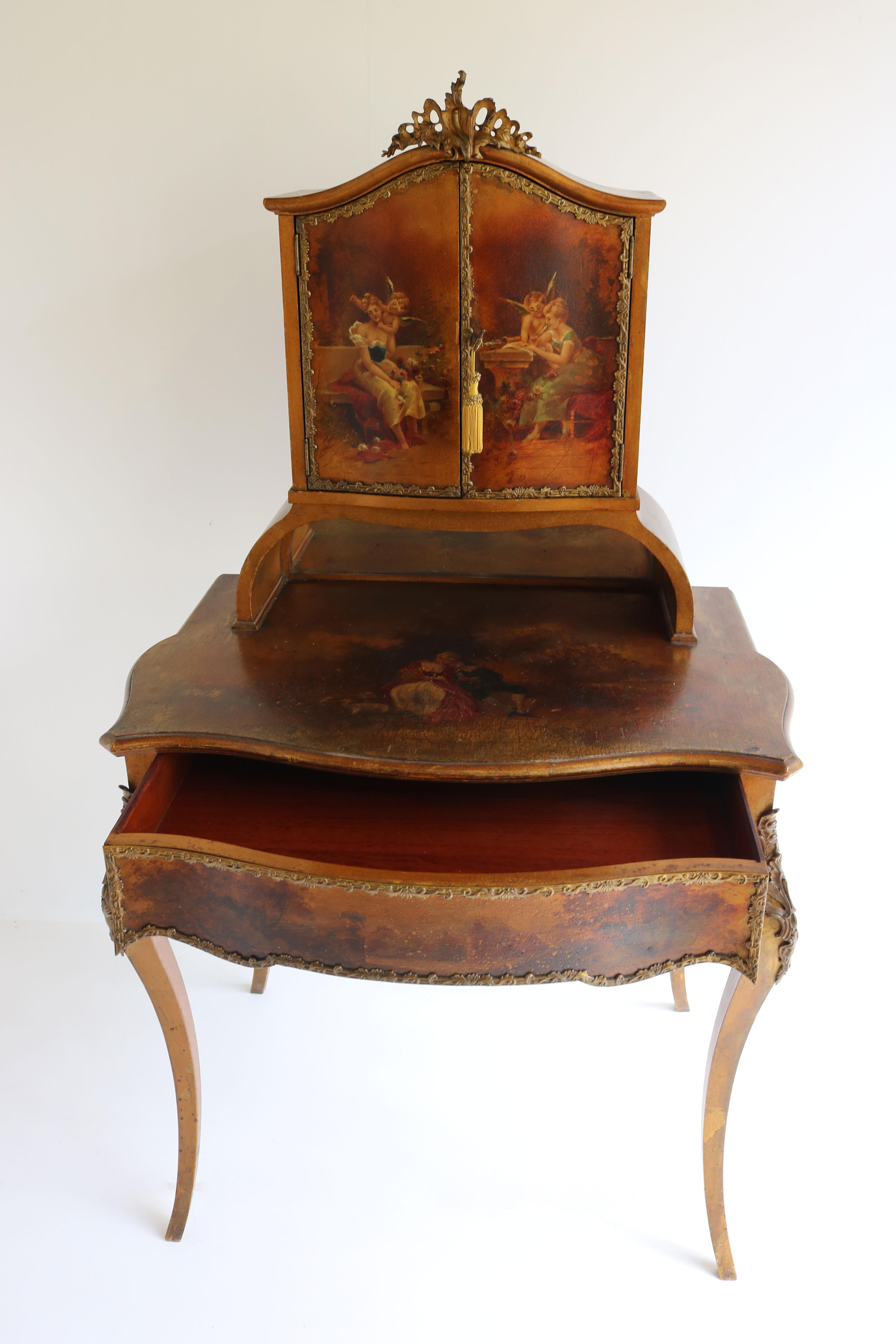 Italian Renaissance Dressing Table 19th Century Hand Painted by Müller Morten For Sale 7