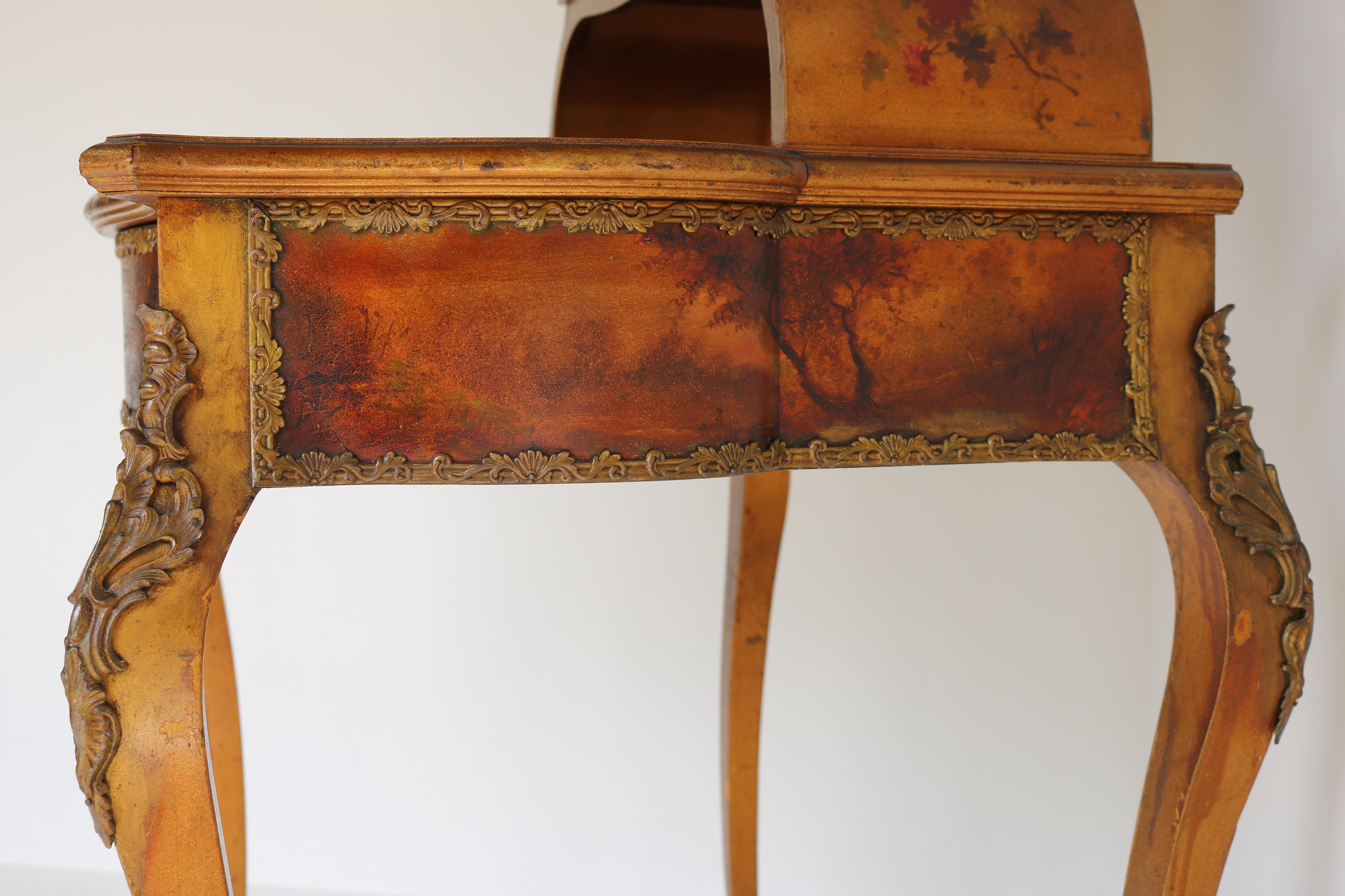 Bronze Italian Renaissance Dressing Table 19th Century Hand Painted by Müller Morten For Sale