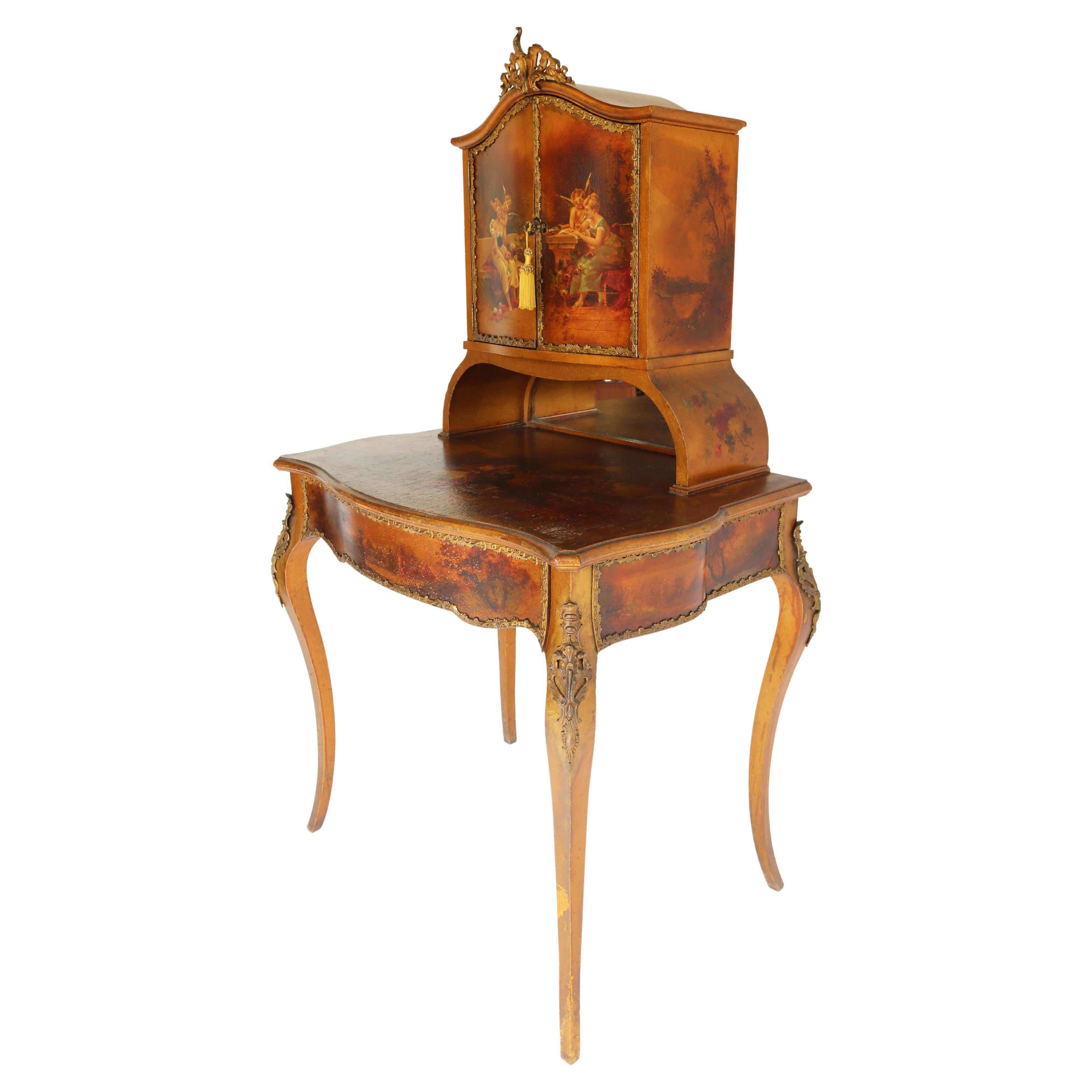 Italian Renaissance Dressing Table 19th Century Hand Painted by Müller Morten For Sale