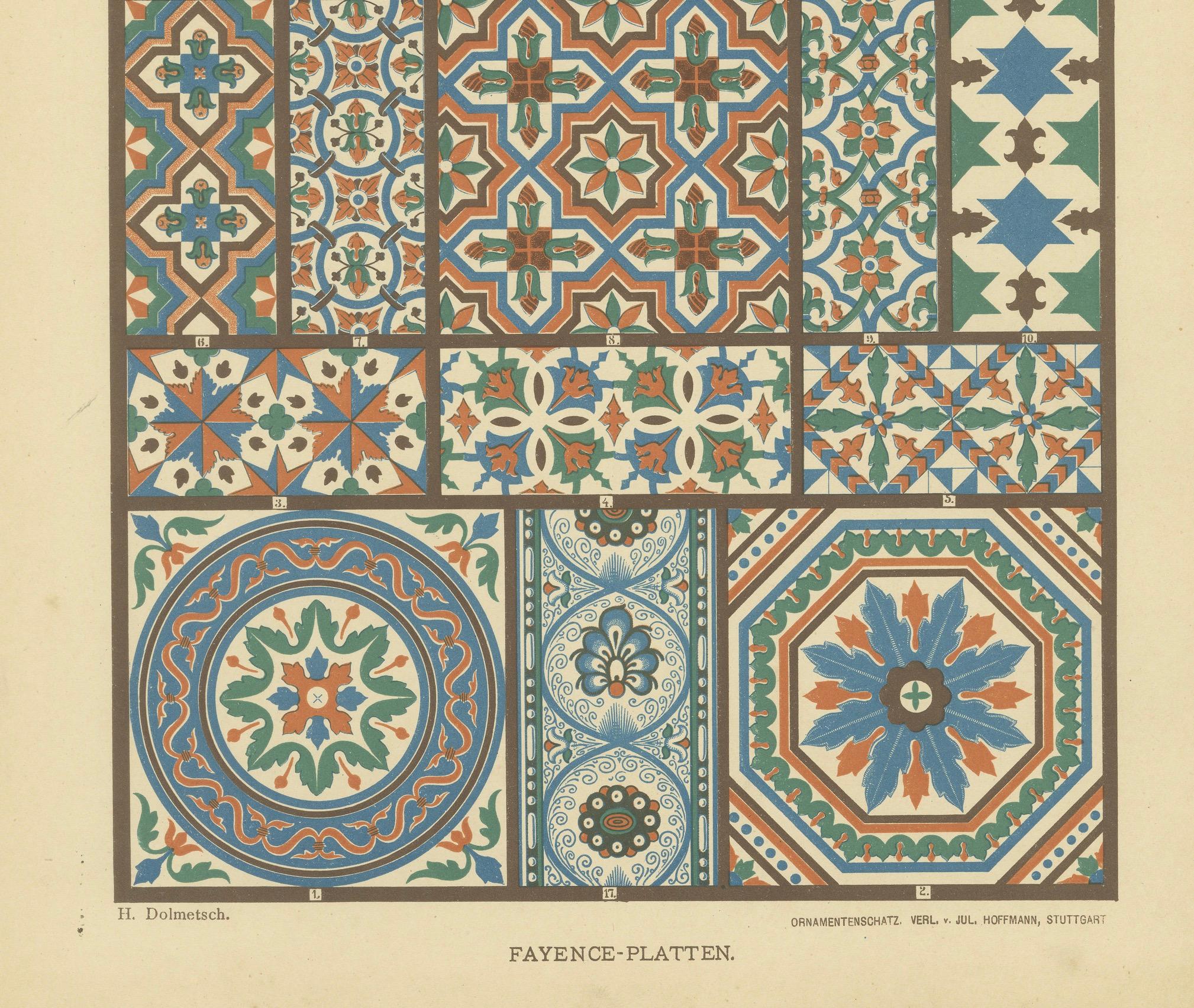 Piatti di maiolica rinascimentale italiana da Ornamentenschatz, 1887 In condizioni buone in vendita a Langweer, NL