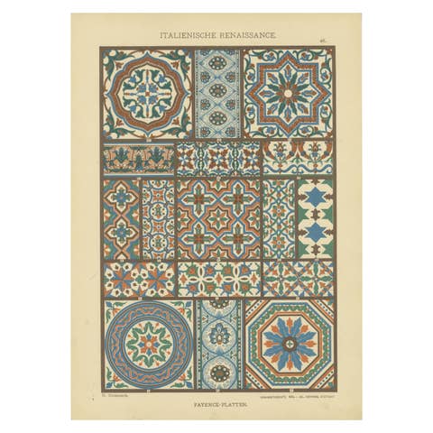Italian Renaissance Faience Plates from Ornamentenschatz, 1887