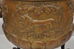 Italian Renaissance Figural Copper Paw Feet Lion Head Jardiniere Planter Pot