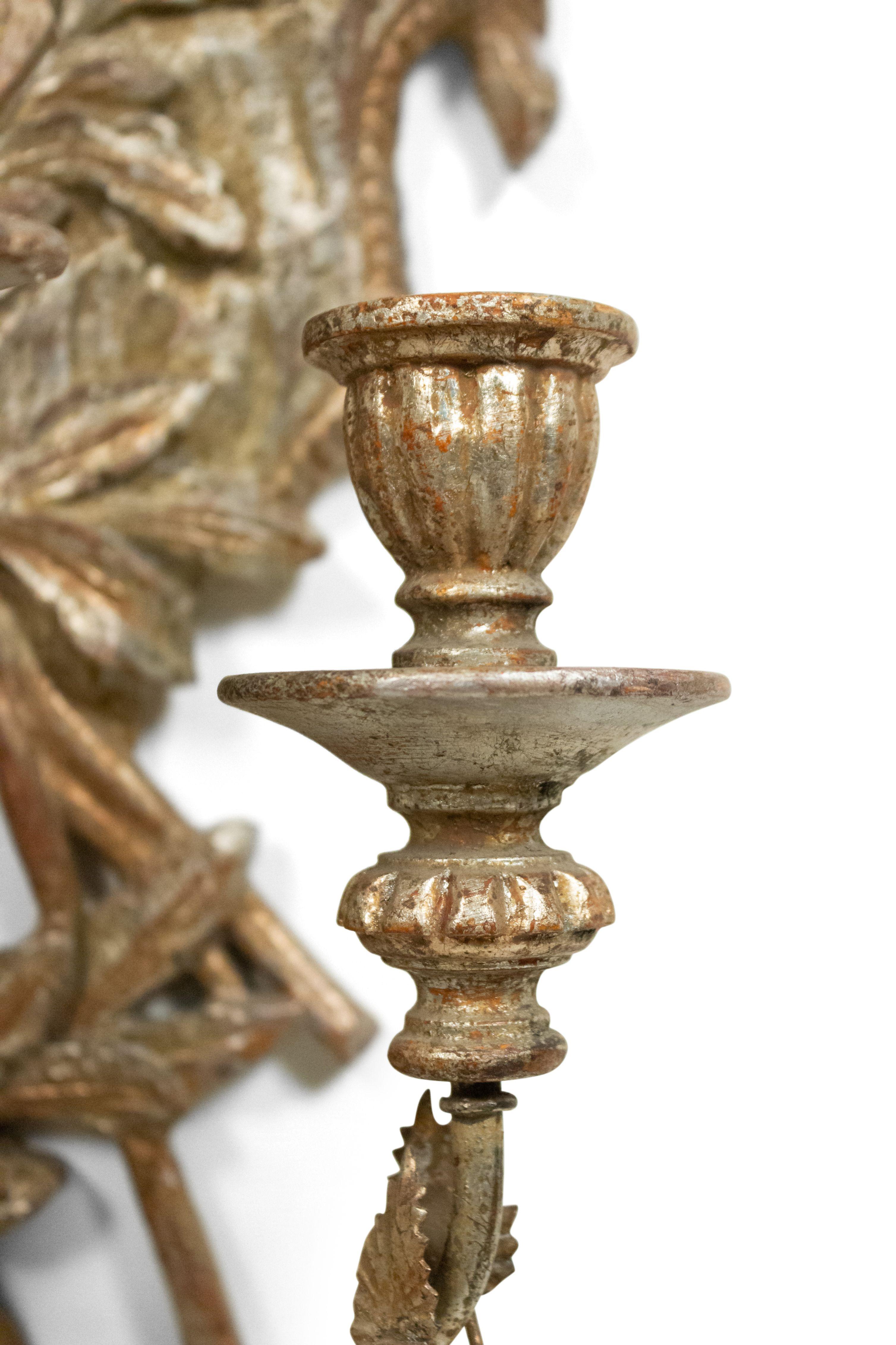 Italian Renaissance Gilt and Silver Military Wall Sconces For Sale 2