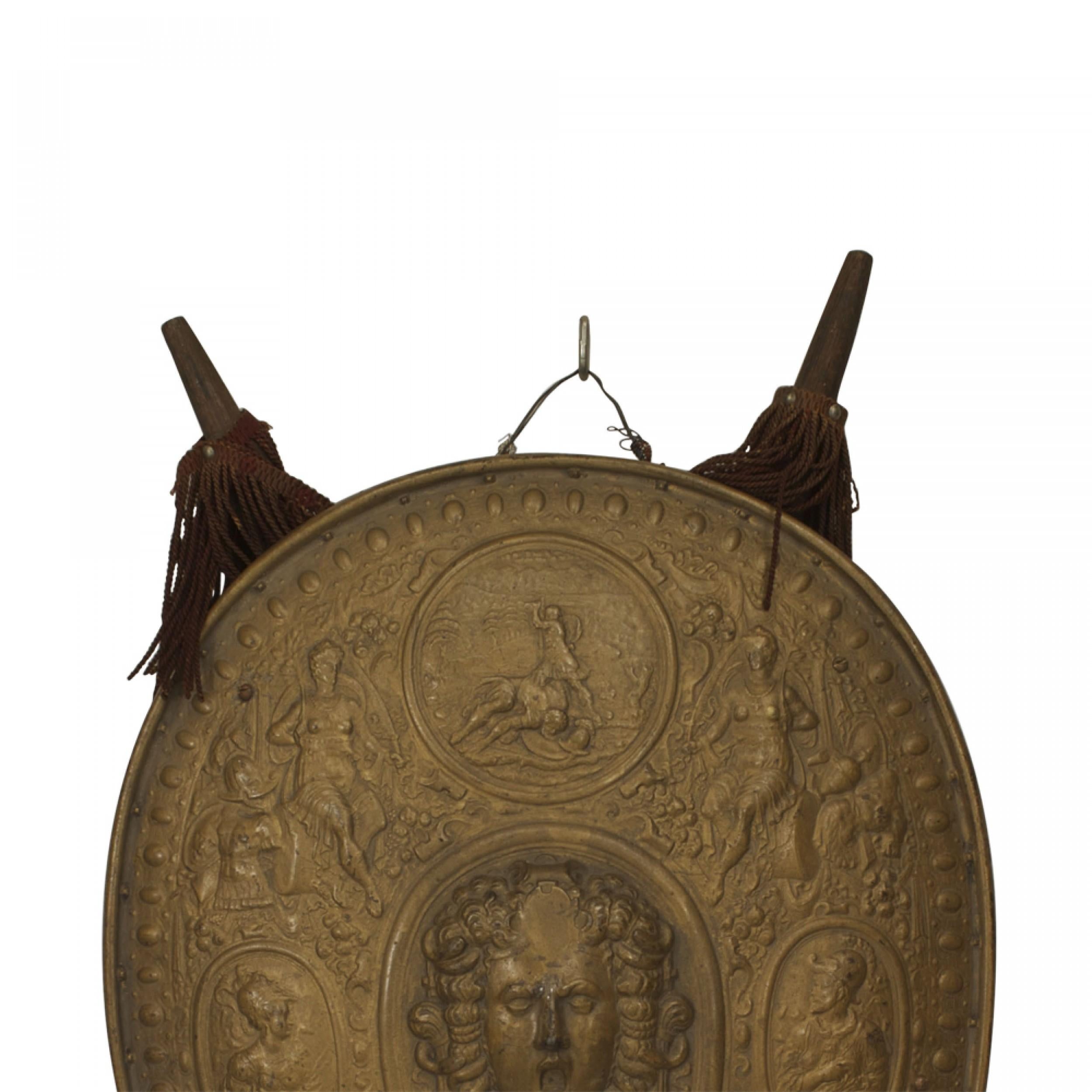 Renaissance Revival Italian Renaissance Gilt Metal Shield For Sale