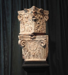 Italian Renaissance Hand-Carved Marble Capitals, Circa 1500-1600