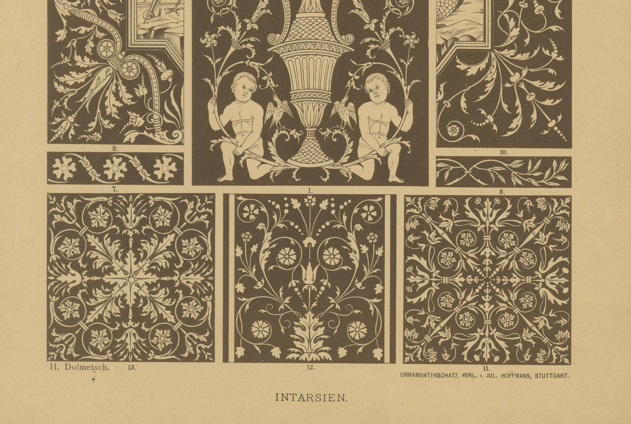 Italian Renaissance Inlay Work Designs from Ornamentenschatz, 1887

This print from 