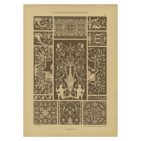 Italian Renaissance Inlay Work Designs from Ornamentenschatz, 1887