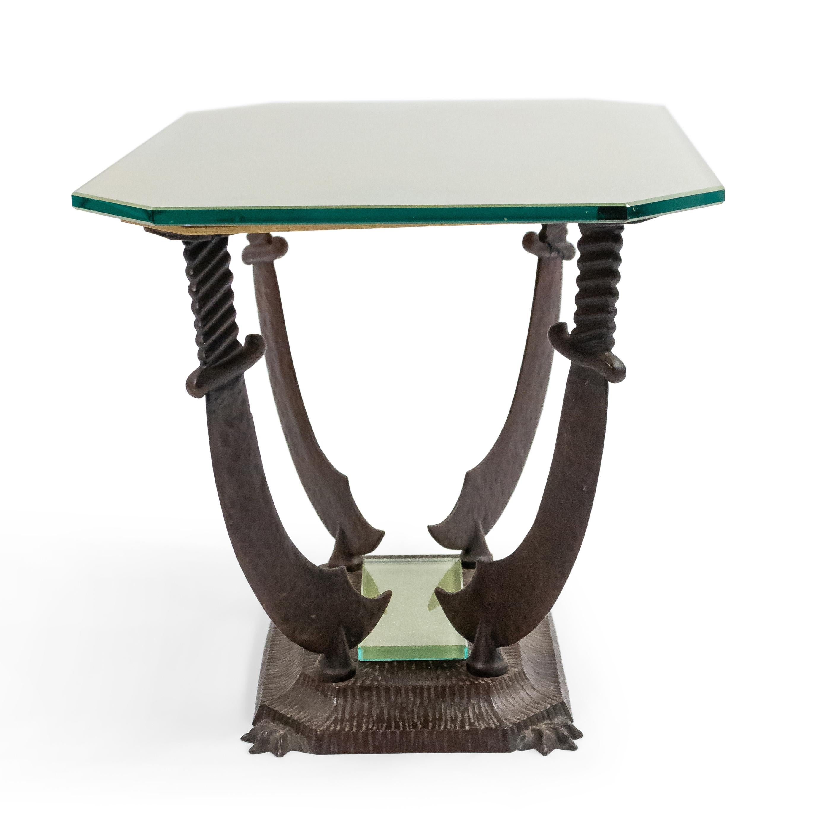 Glass Italian Renaissance Iron Saber Tables For Sale