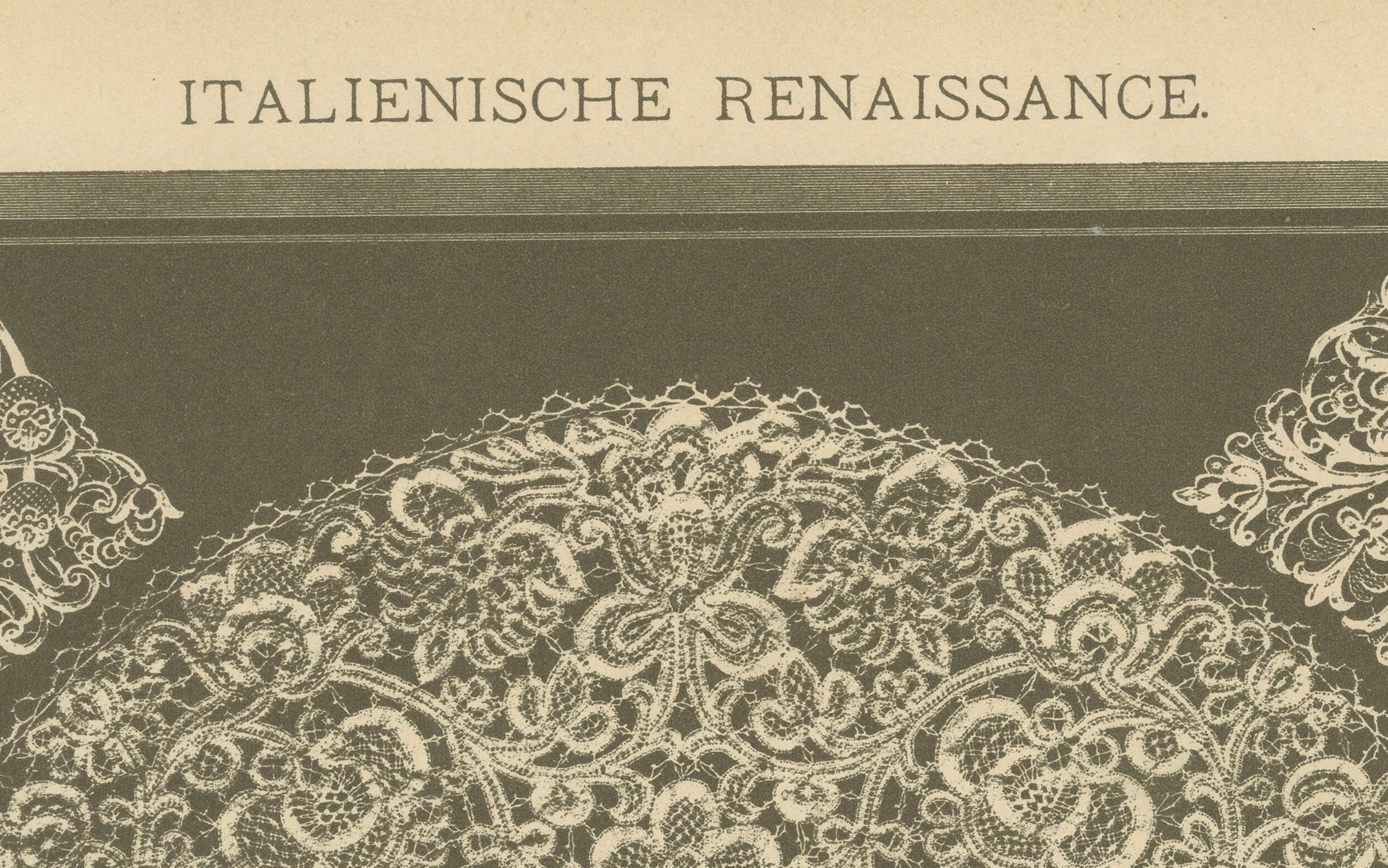 Tecniche di merletto rinascimentale italiano da Ornamentenschatz, 1887 In condizioni buone in vendita a Langweer, NL
