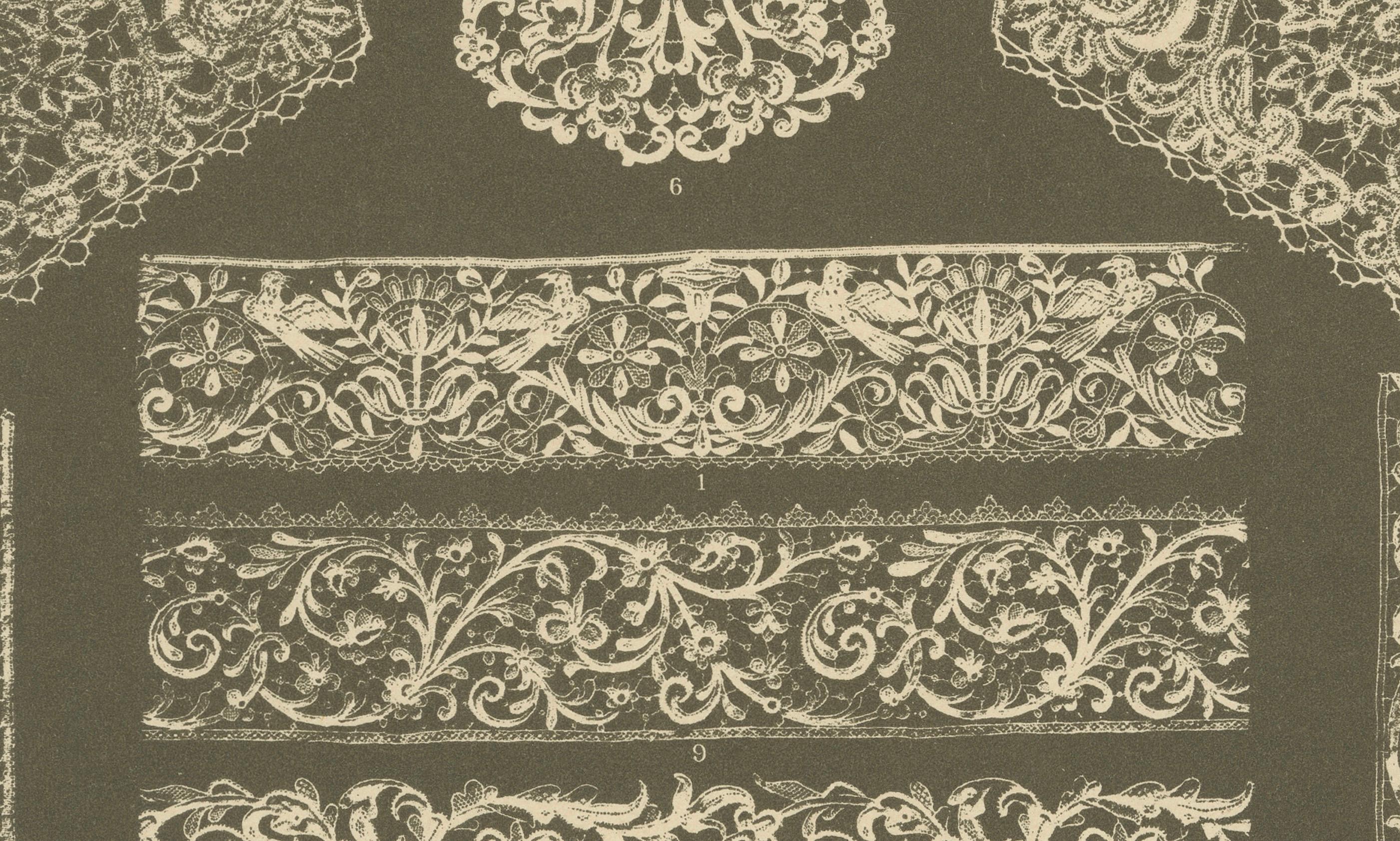 Fine XIX secolo Tecniche di merletto rinascimentale italiano da Ornamentenschatz, 1887 in vendita