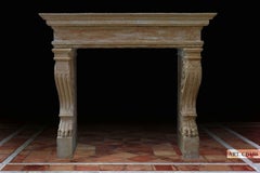 Italian Renaissance ‘Late’ Style Fireplace, Hand-Carved Pure Limestone, Italy