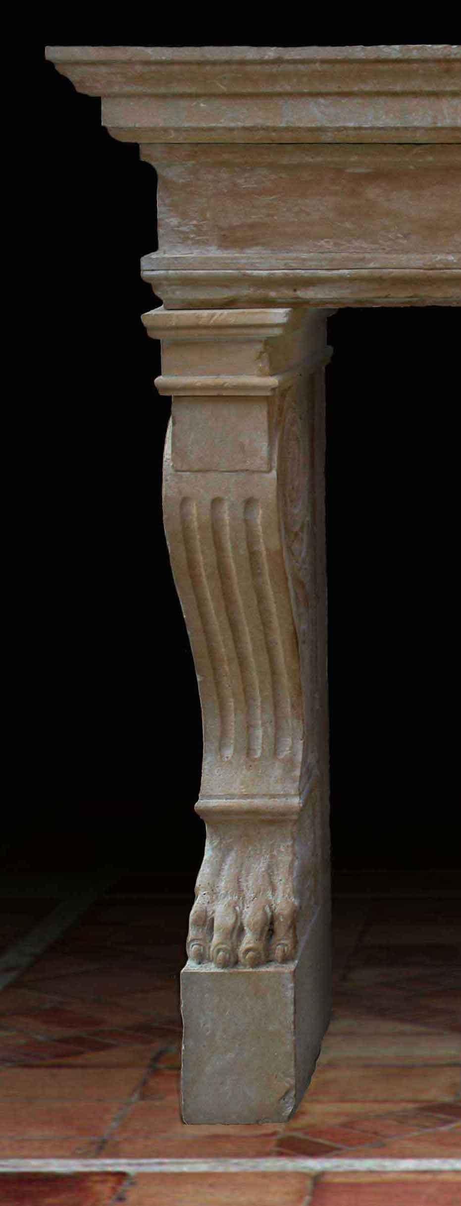 Italian Renaissance ‘Late’ Style Fireplace, Hand-Carved Pure Limestone, Italy In Good Condition For Sale In LOS ANGELES, CA