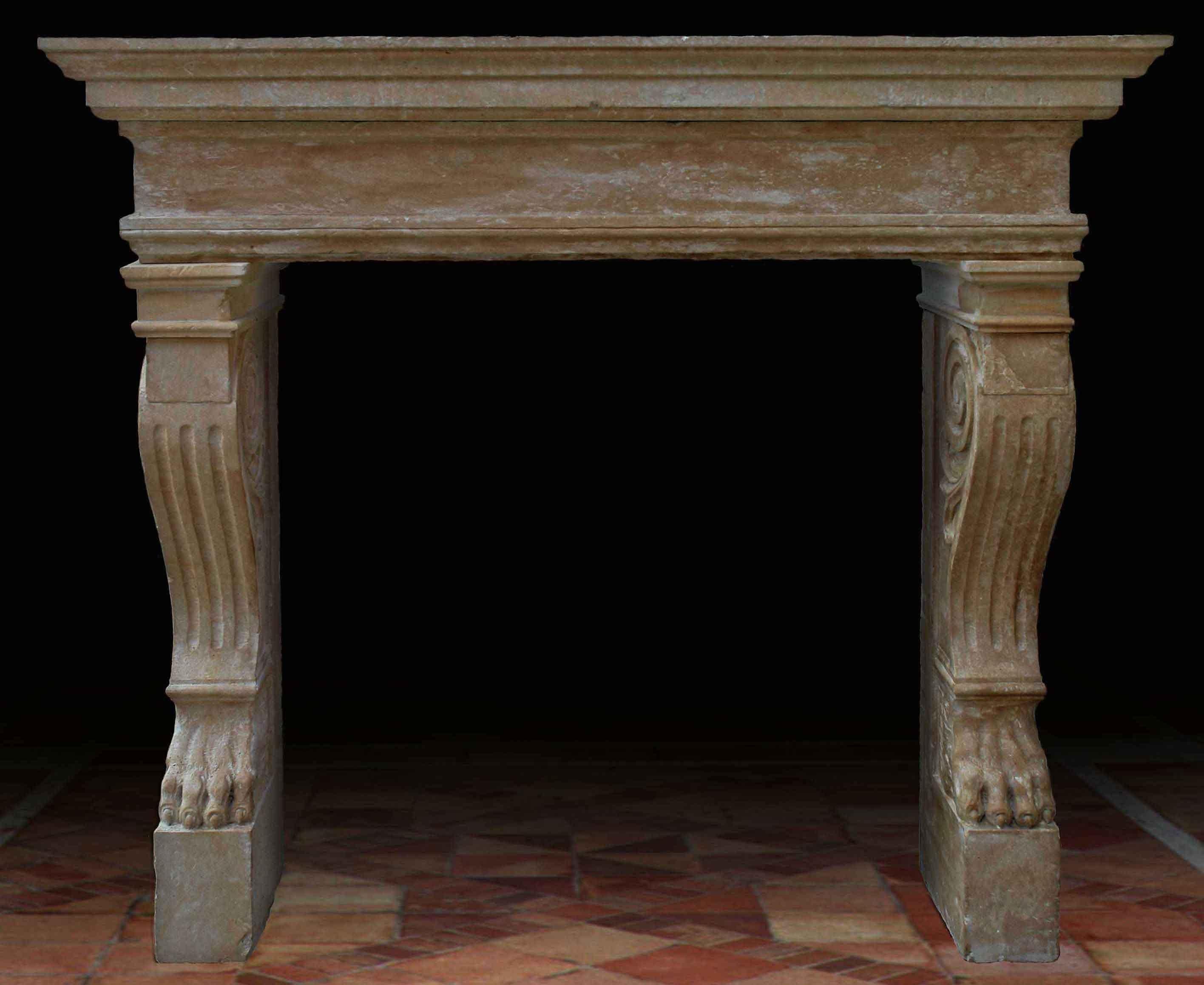 Italian Renaissance ‘Late’ Style Fireplace, Hand-Carved Pure Limestone, Italy For Sale 2