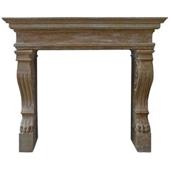 Used Italian Renaissance ‘Late’ Style Fireplace, Hand-Carved Pure Limestone, Italy