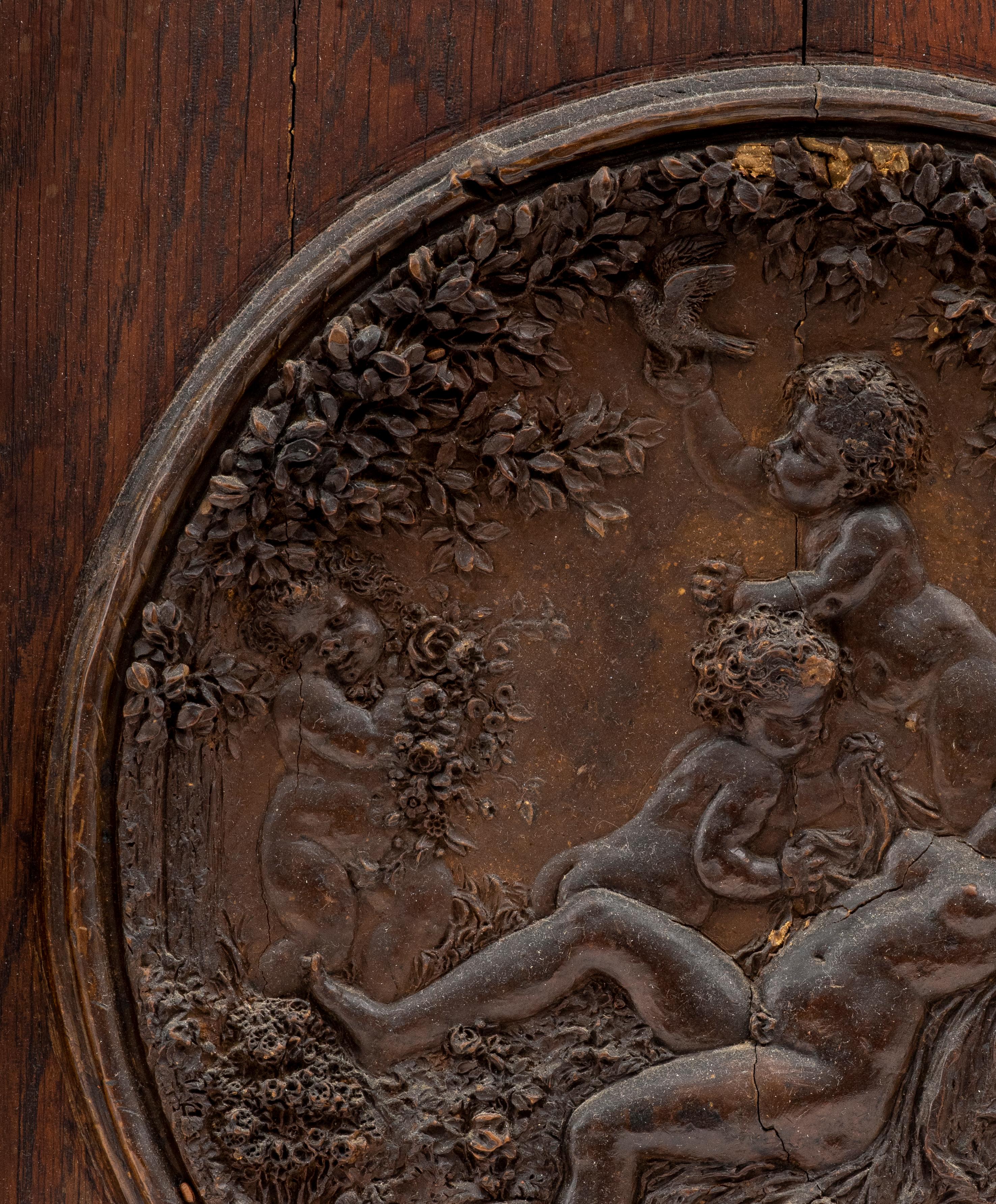 Hand-Carved Italian Renaissance Manner Carved Medallion For Sale