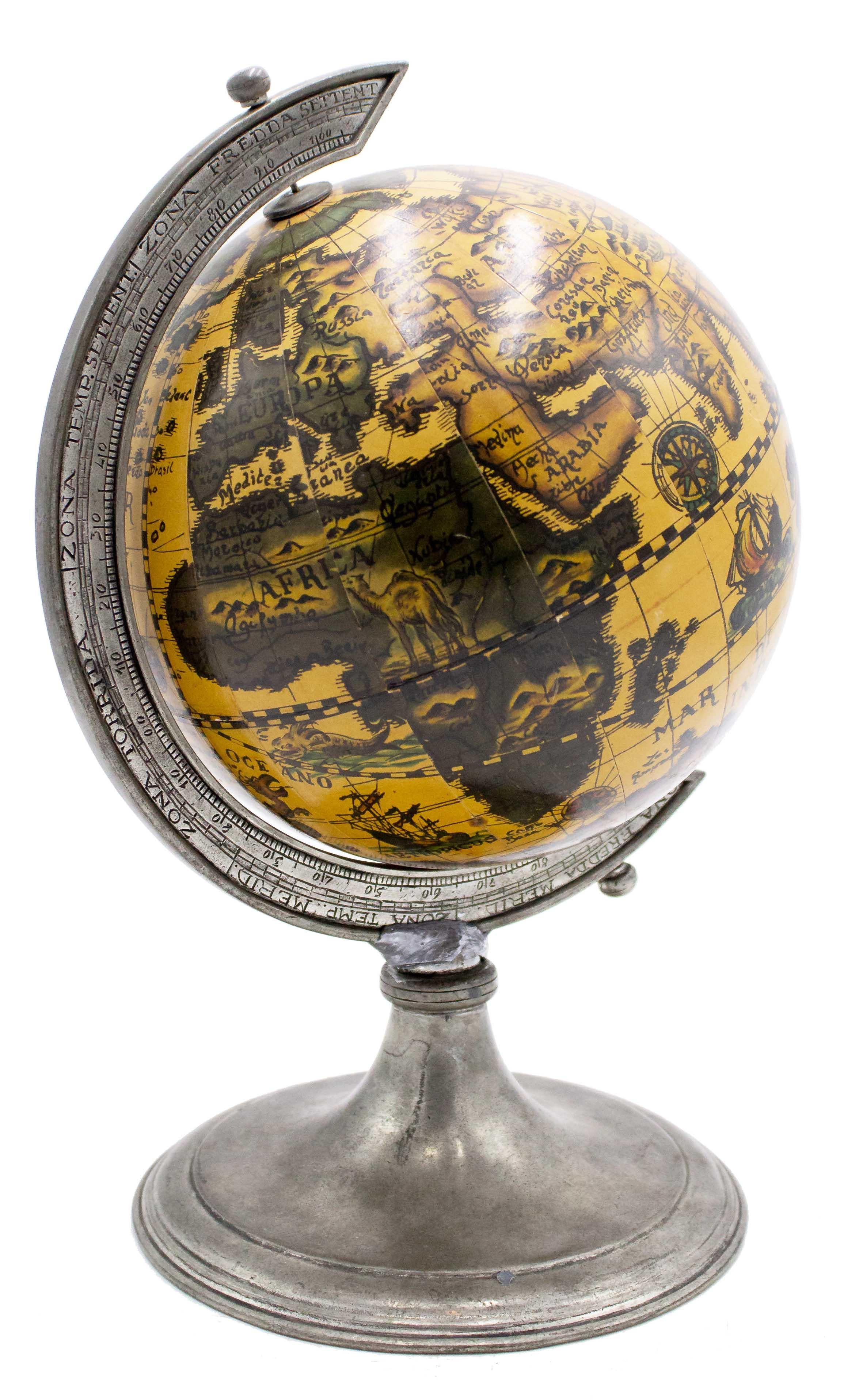 Italian Renaissance Metal Desk Globe In Good Condition For Sale In Queens, NY