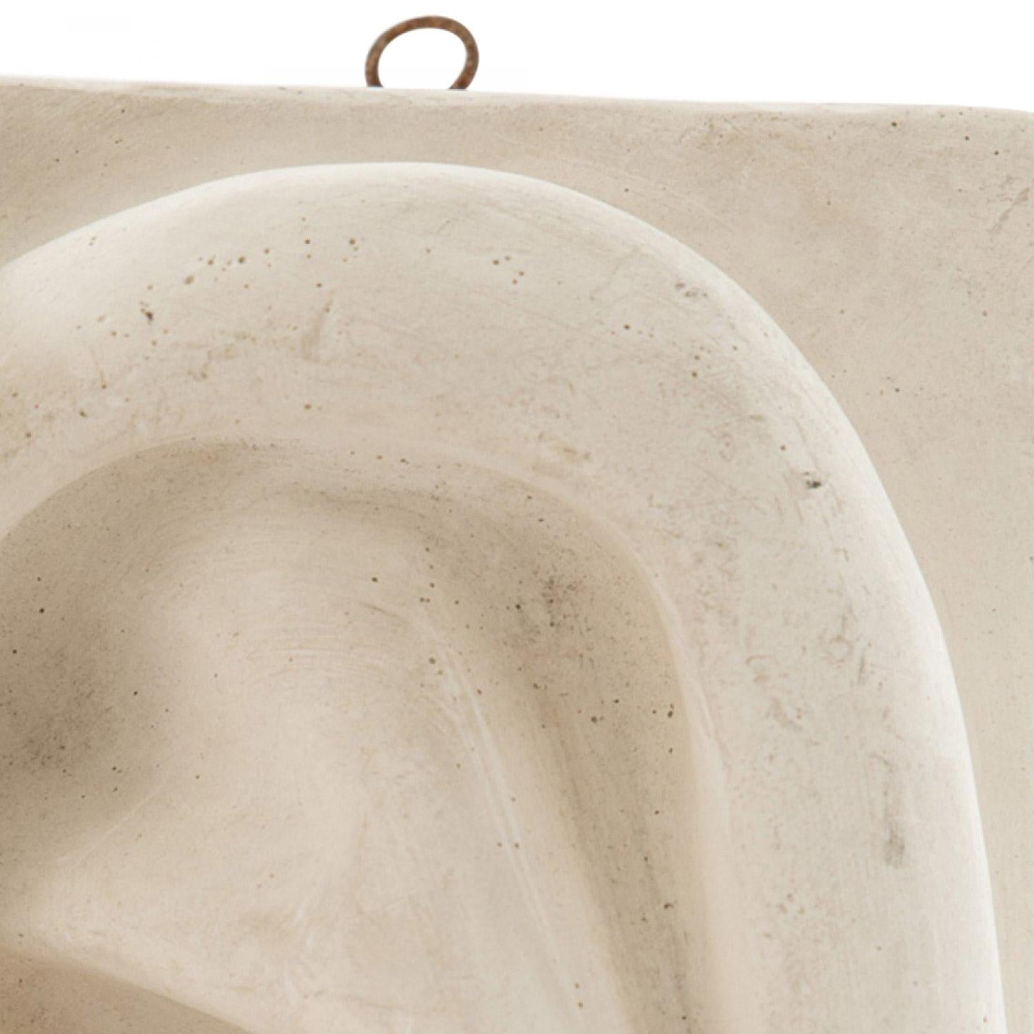 Particolare dell'orecchio in gesso in stile rinascimentale italiano della statua del David di Michelangelo