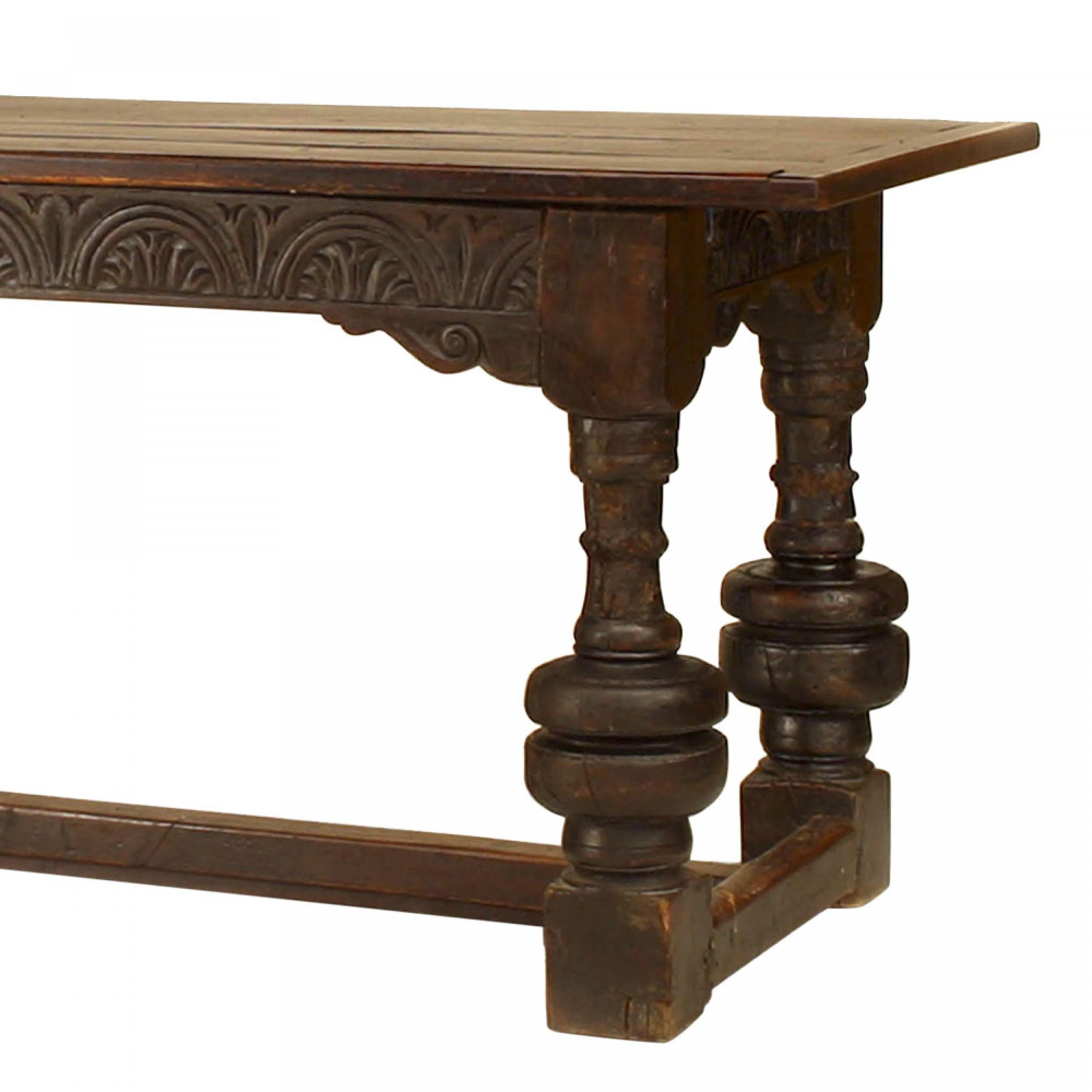 Table de réfectoire en chêne de la Renaissance italienne avec plateau de la fin du XIXe siècle Bon état - En vente à Queens, NY