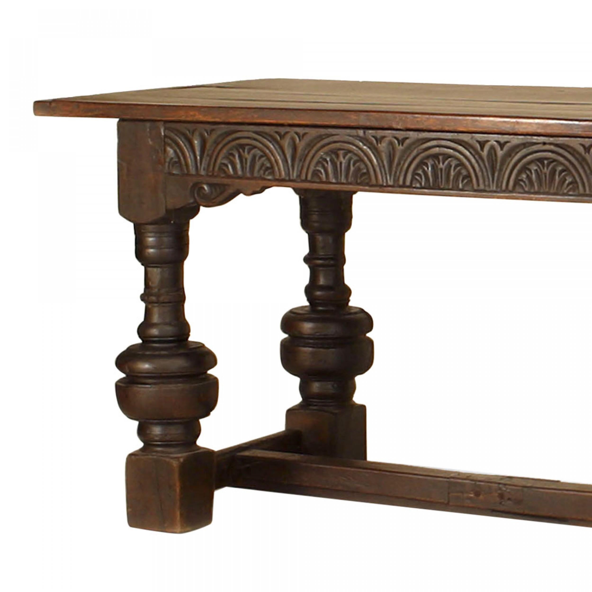 XVIIIe siècle et antérieur Table de réfectoire en chêne de la Renaissance italienne avec plateau de la fin du XIXe siècle en vente
