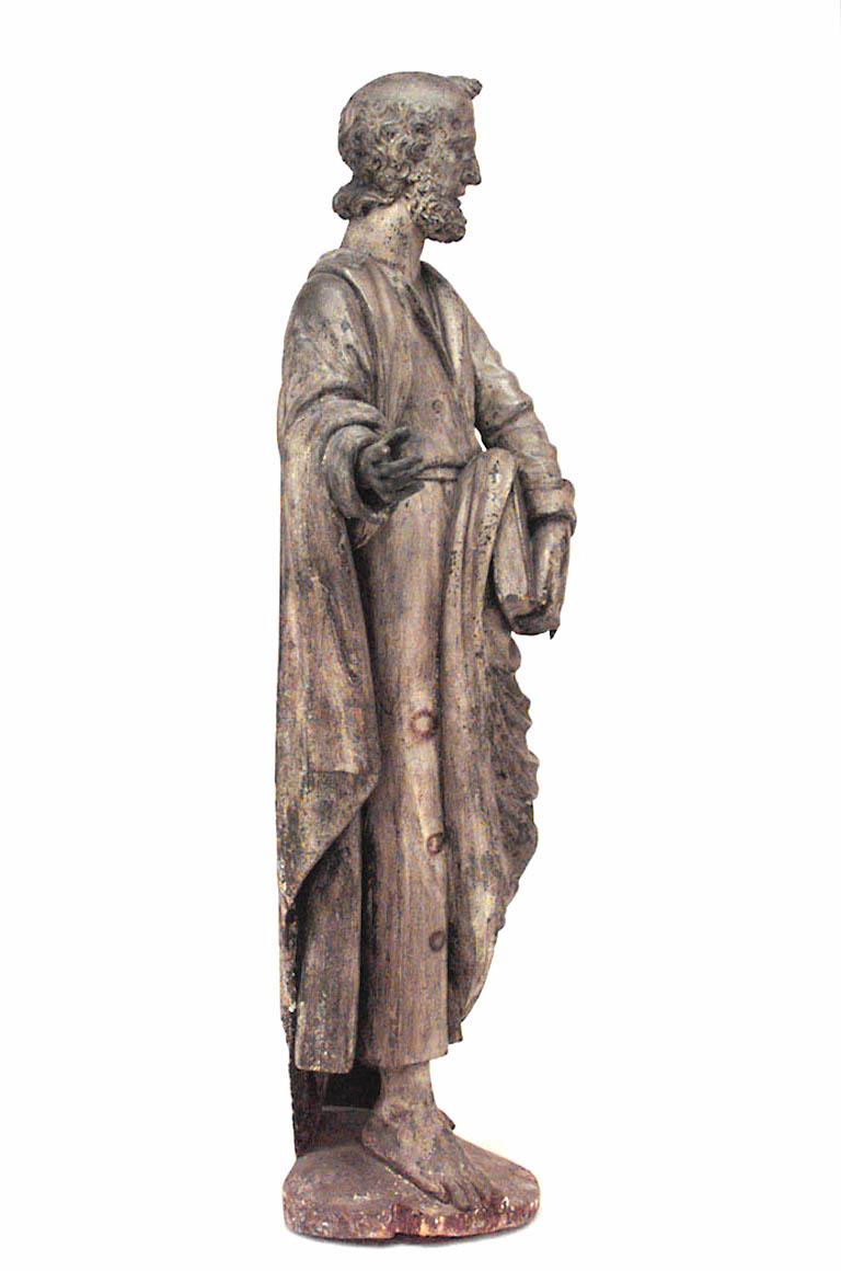 Hand-Painted Italian Renaissance Painted Lifesize Figure of Religious Scholar  For Sale