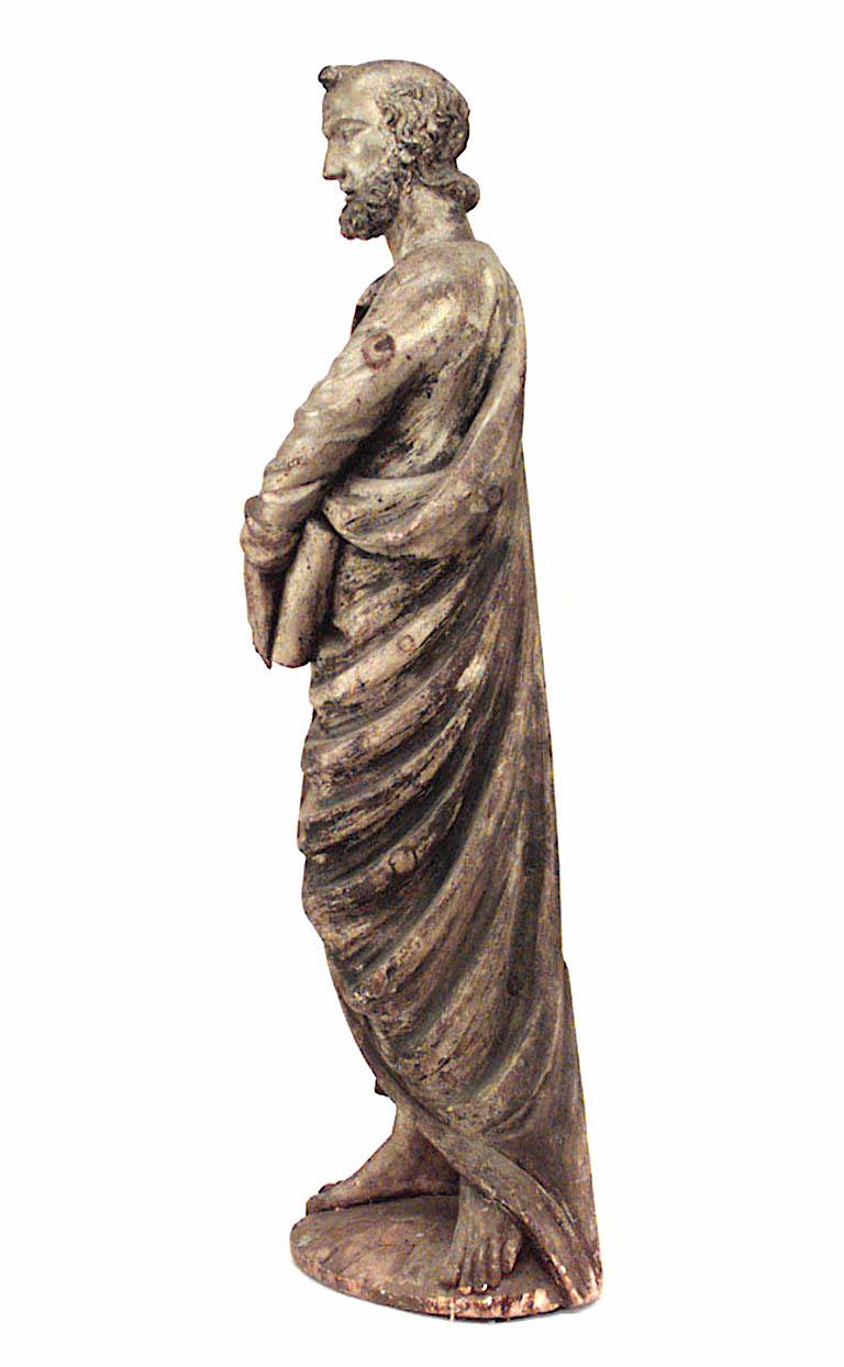Italian Renaissance Painted Lifesize Figure of Religious Scholar  In Good Condition For Sale In New York, NY