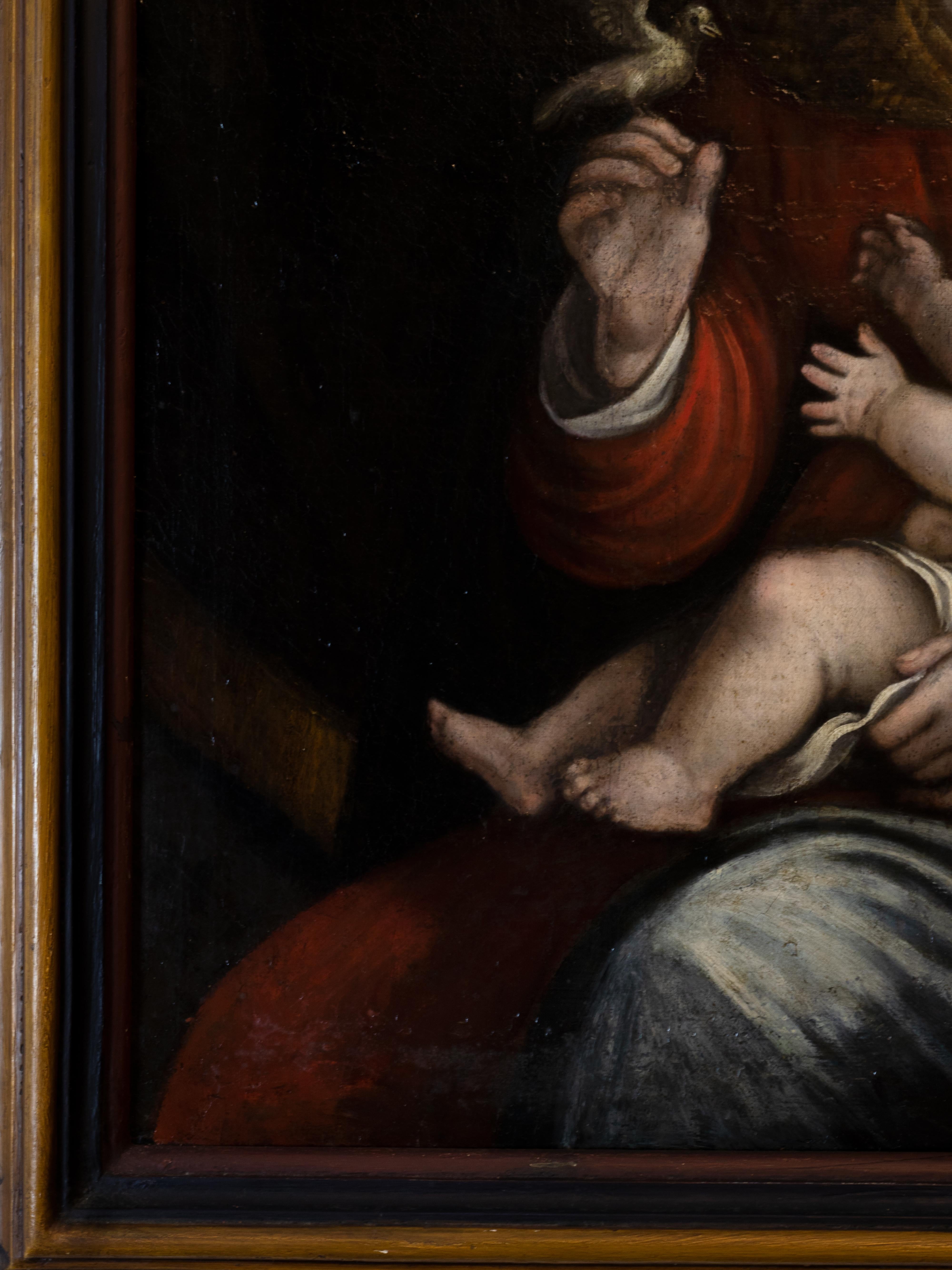 Italienisches Renaissance-Gemälde unserer Friedens Dame, 18. Jahrhundert, religiöse Kunst im Angebot 3