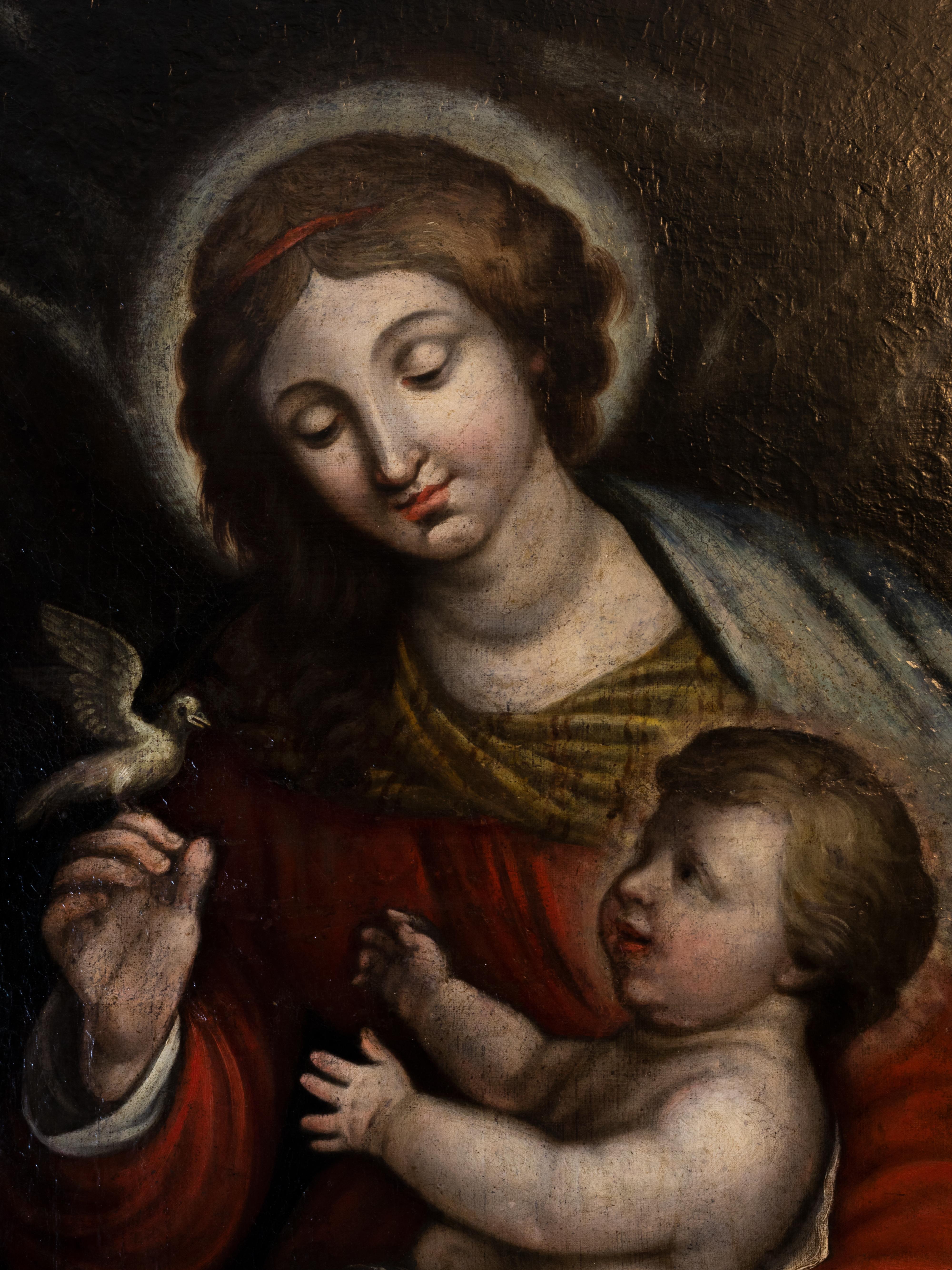 Italienisches Renaissance-Gemälde unserer Friedens Dame, 18. Jahrhundert, religiöse Kunst im Angebot 4