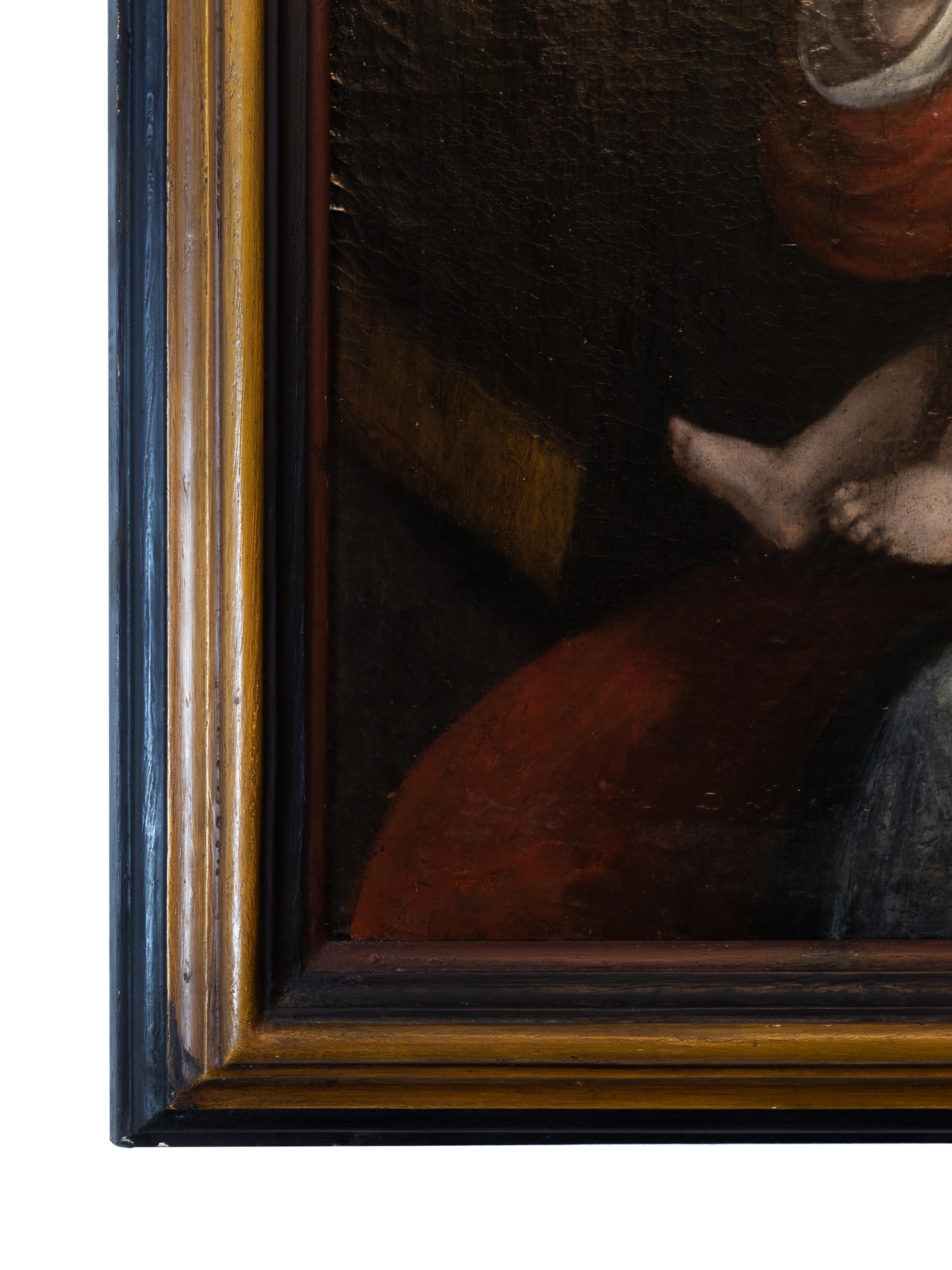 Italienisches Renaissance-Gemälde unserer Friedens Dame, 18. Jahrhundert, religiöse Kunst im Angebot 5