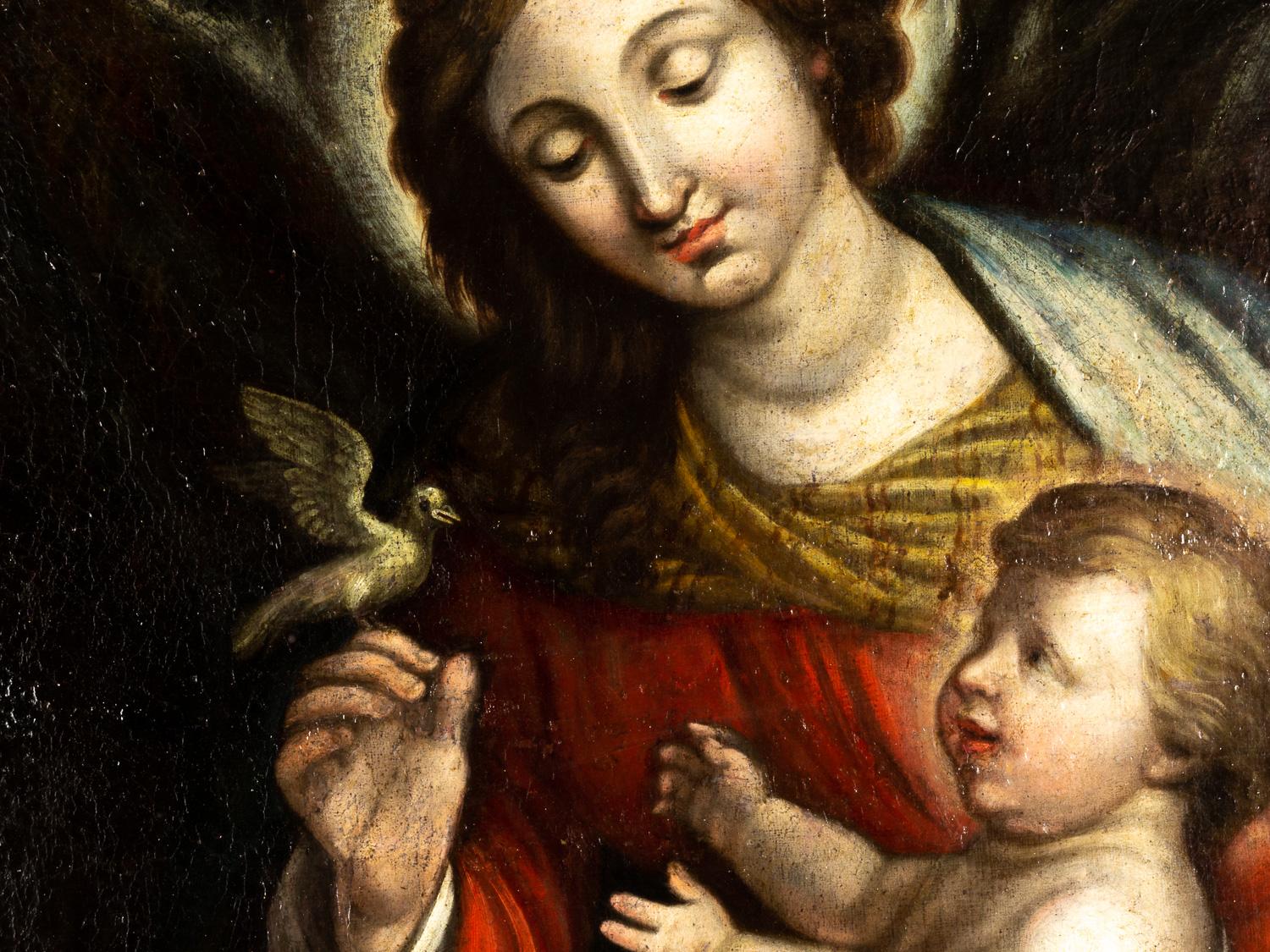 Italienisches Renaissance-Gemälde unserer Friedens Dame, 18. Jahrhundert, religiöse Kunst im Zustand „Gut“ im Angebot in Lisbon, PT