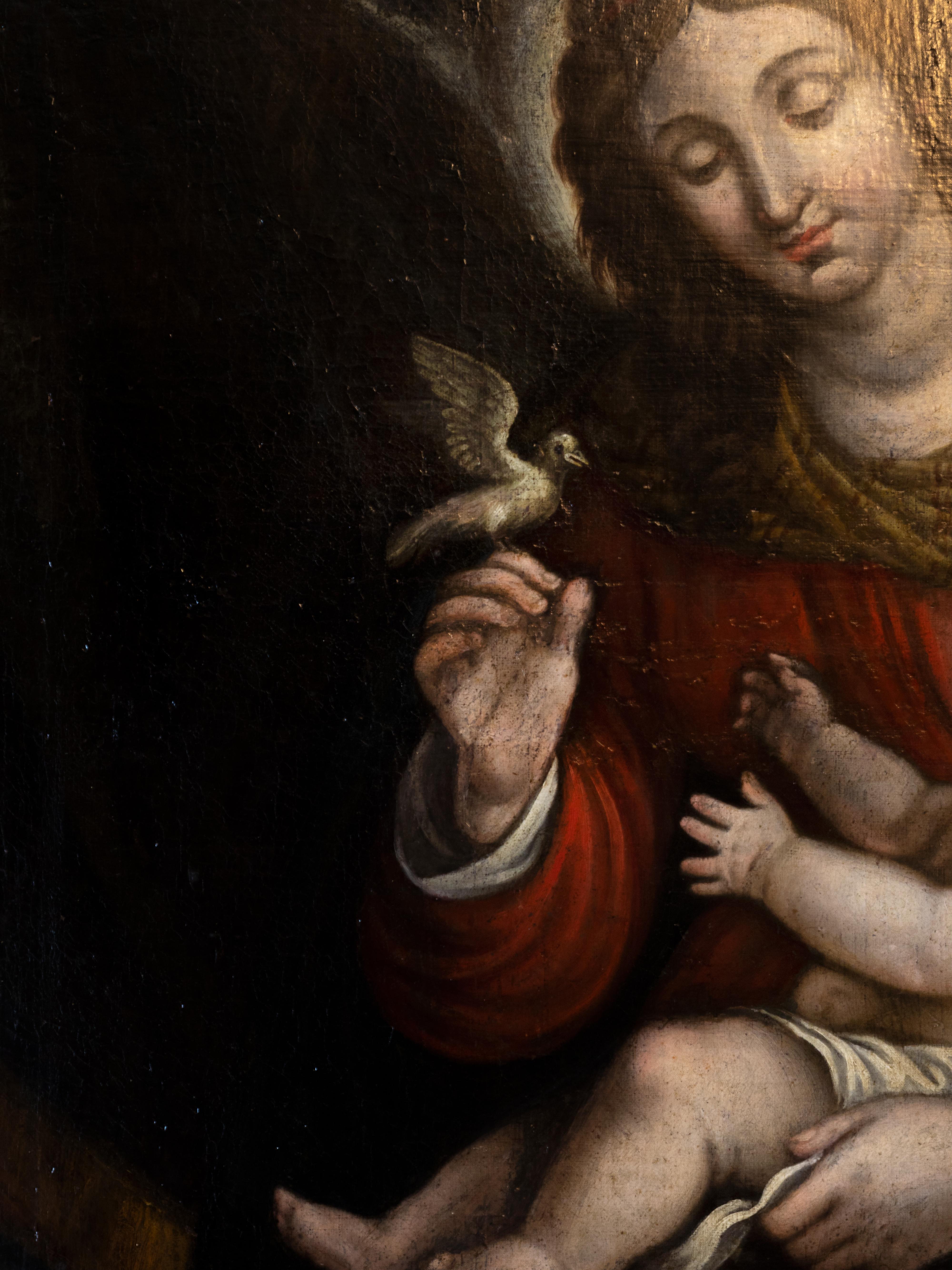 Italienisches Renaissance-Gemälde unserer Friedens Dame, 18. Jahrhundert, religiöse Kunst im Angebot 2