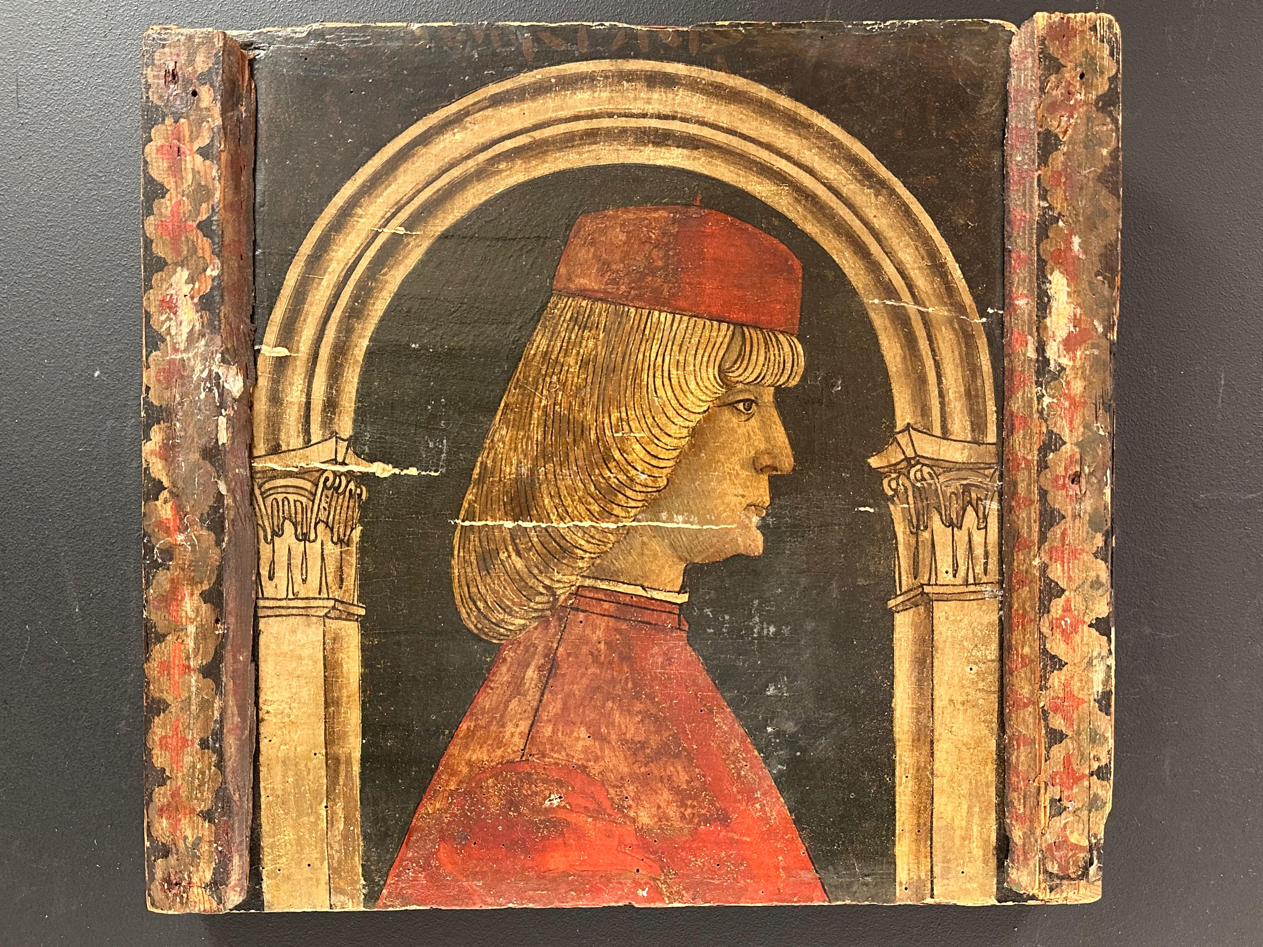 Raros diez retratos de perfil damas renacentistas italianas circa 1600 óleo sobre madera 7