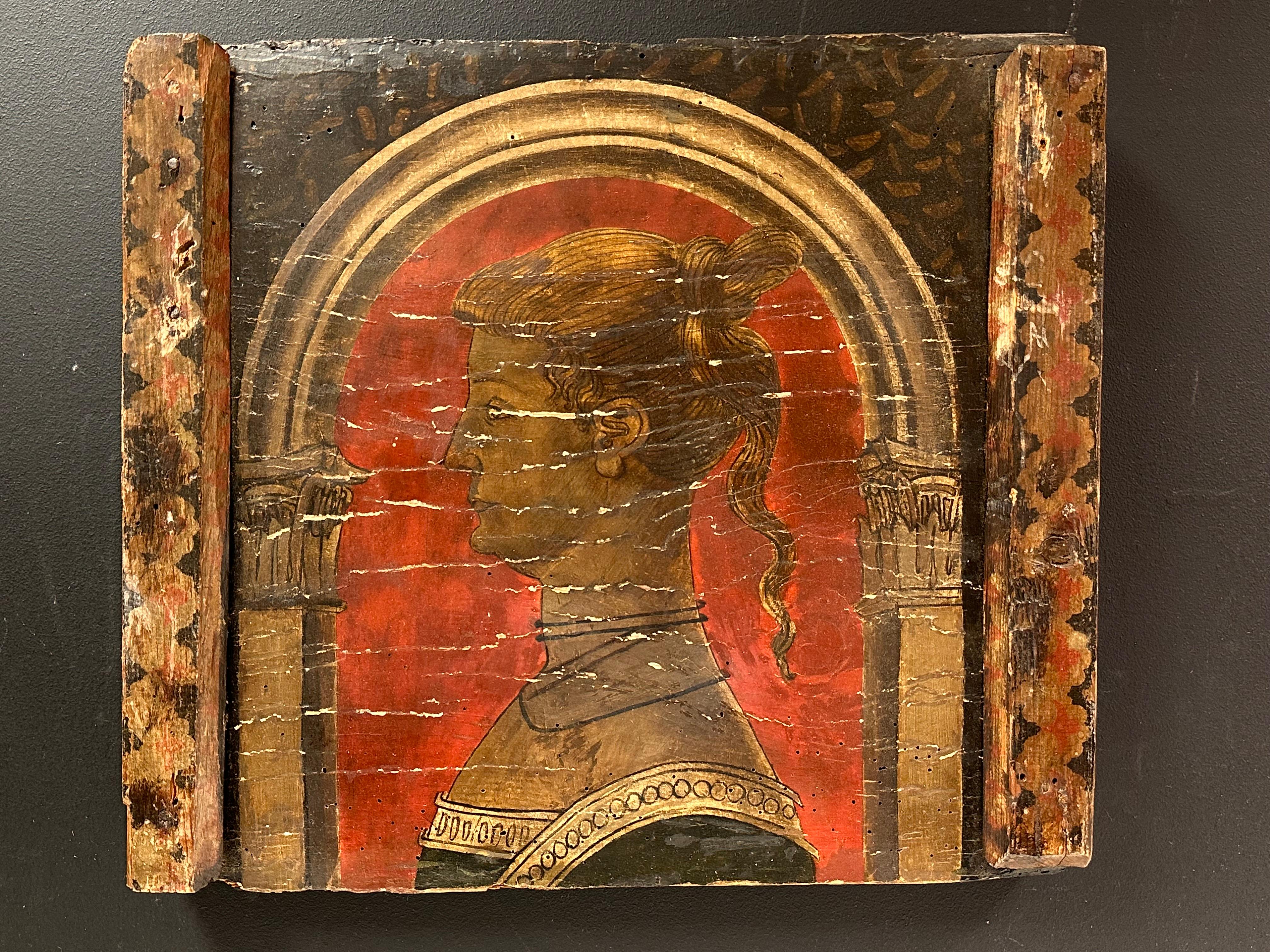 Raros diez retratos de perfil damas renacentistas italianas circa 1600 óleo sobre madera 2
