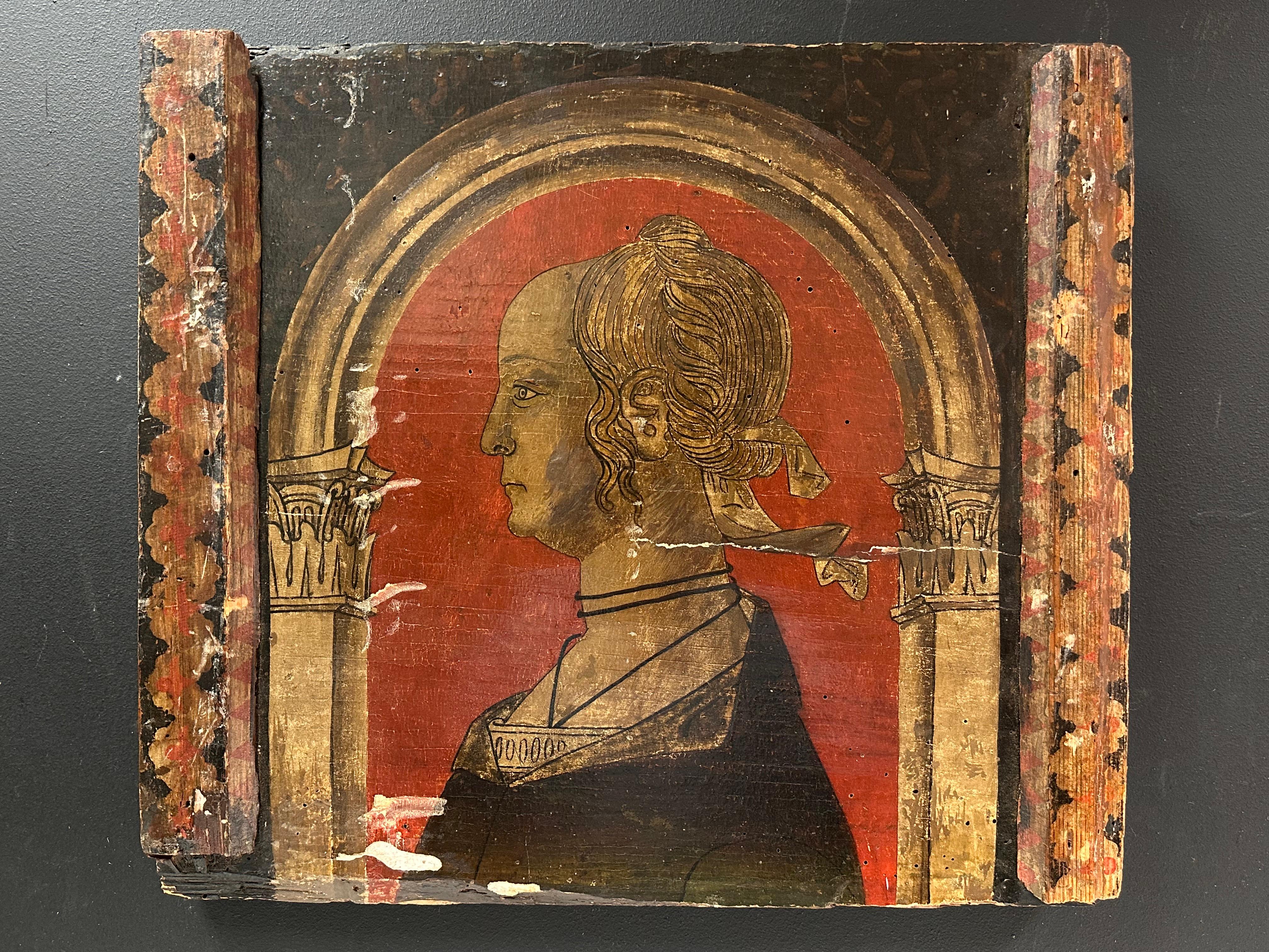 Raros diez retratos de perfil damas renacentistas italianas circa 1600 óleo sobre madera 3