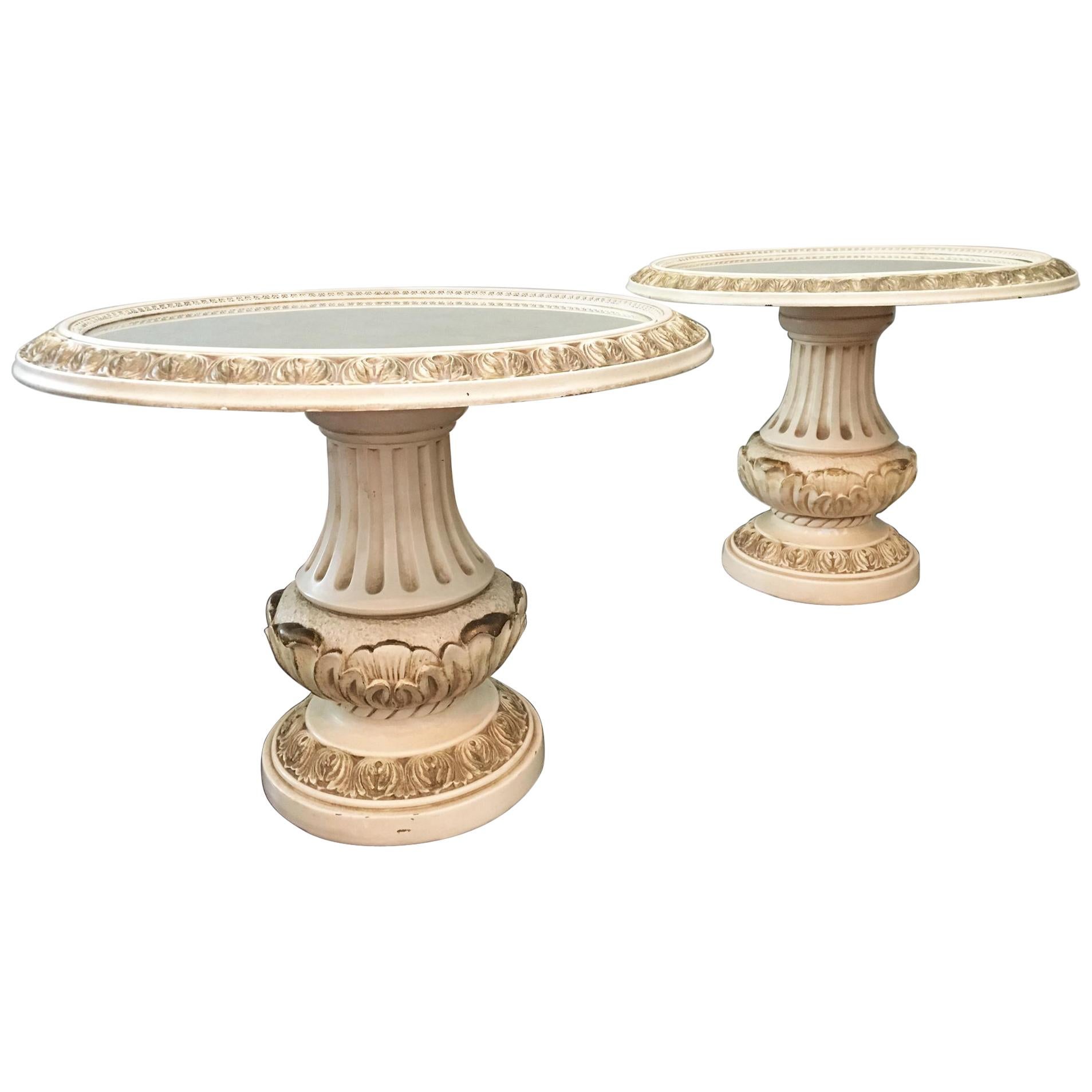 Italian Renaissance Pedestal Side Tables, a Pair