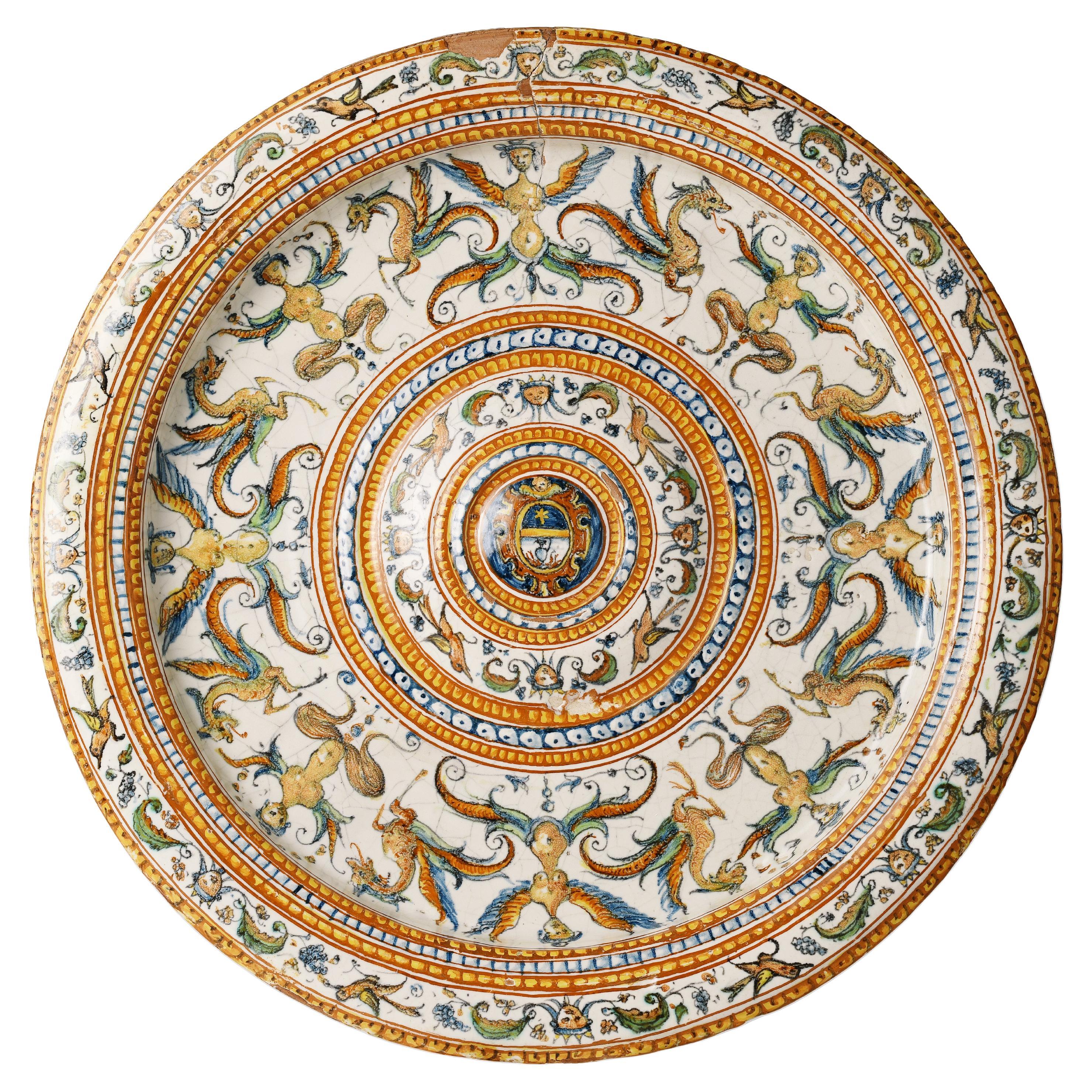 Italienischer Renaissance-Teller, Patanazzi Workshop Urbino, Ende des 16. Jahrhunderts